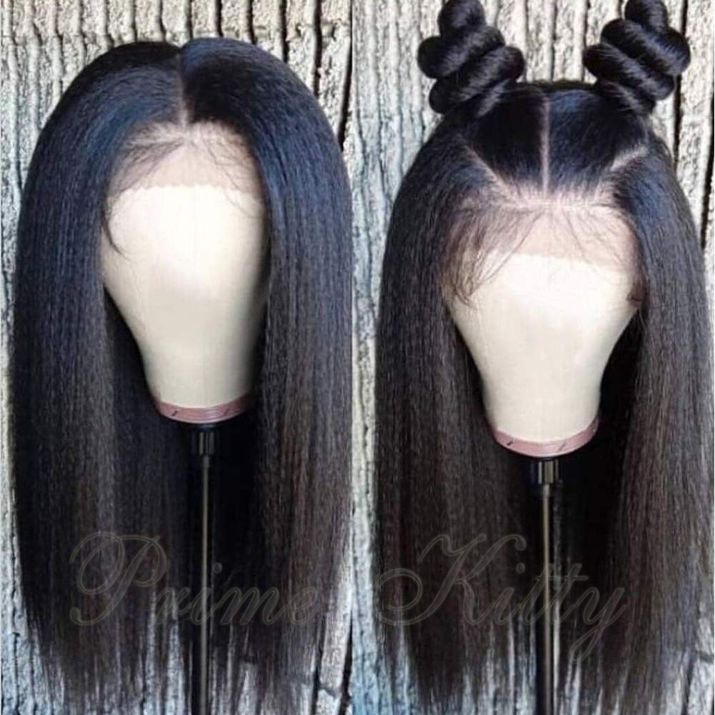10A Brazilian Virgin Human Hair T Part Lace Wig - Kinky Straight Pre Plucked 130% Density HD Lace Wigs | Natural Look for Daily Wear, Parties & Special Occasions