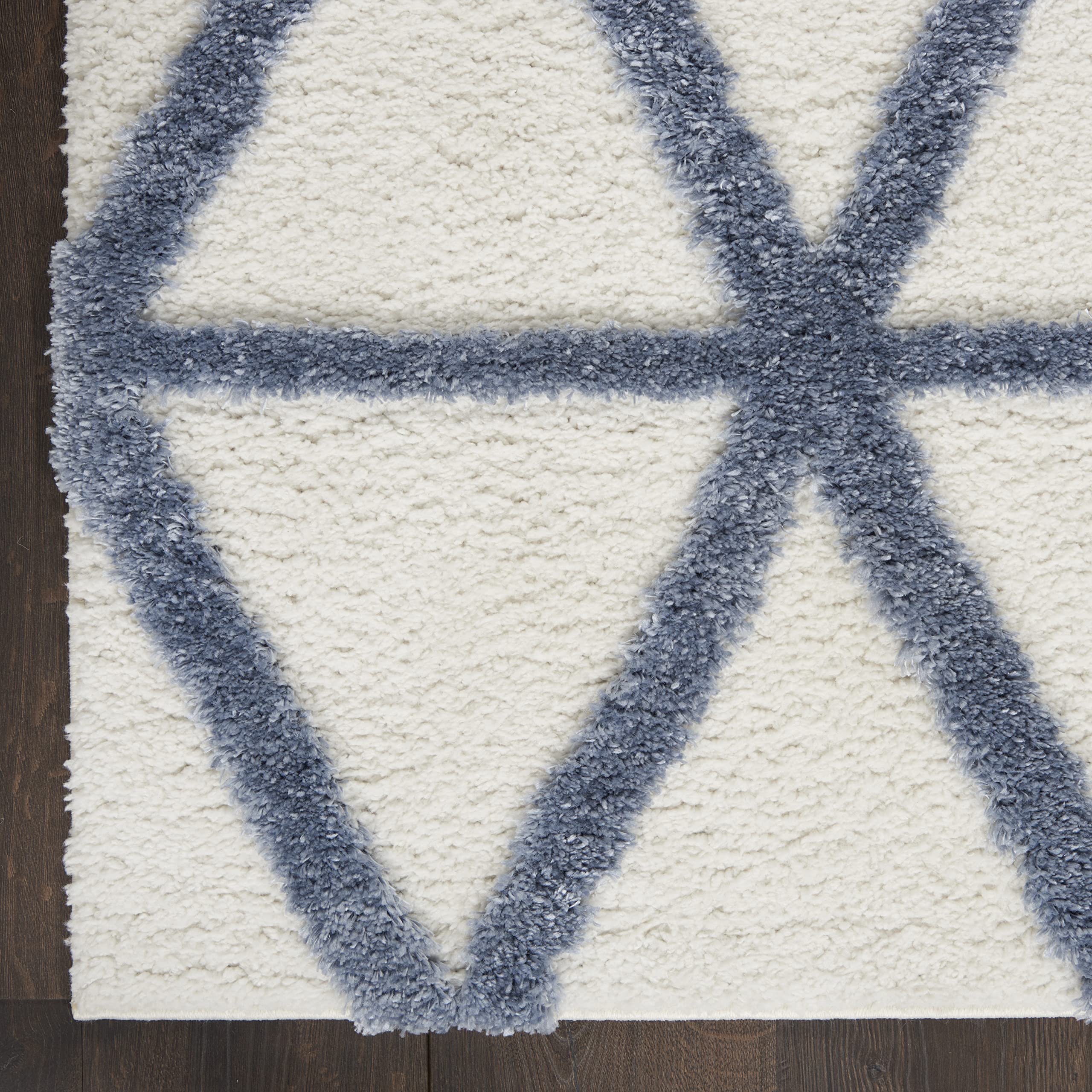Nourison Melfi Modern Ivory Blue 8x10 Area Rug - Easy Clean, Non-Shedding, Stain Resistant for Living Room, Bedroom, Dining Room & Kitchen | Soft & Durable Home Decor for High Traffic Areas