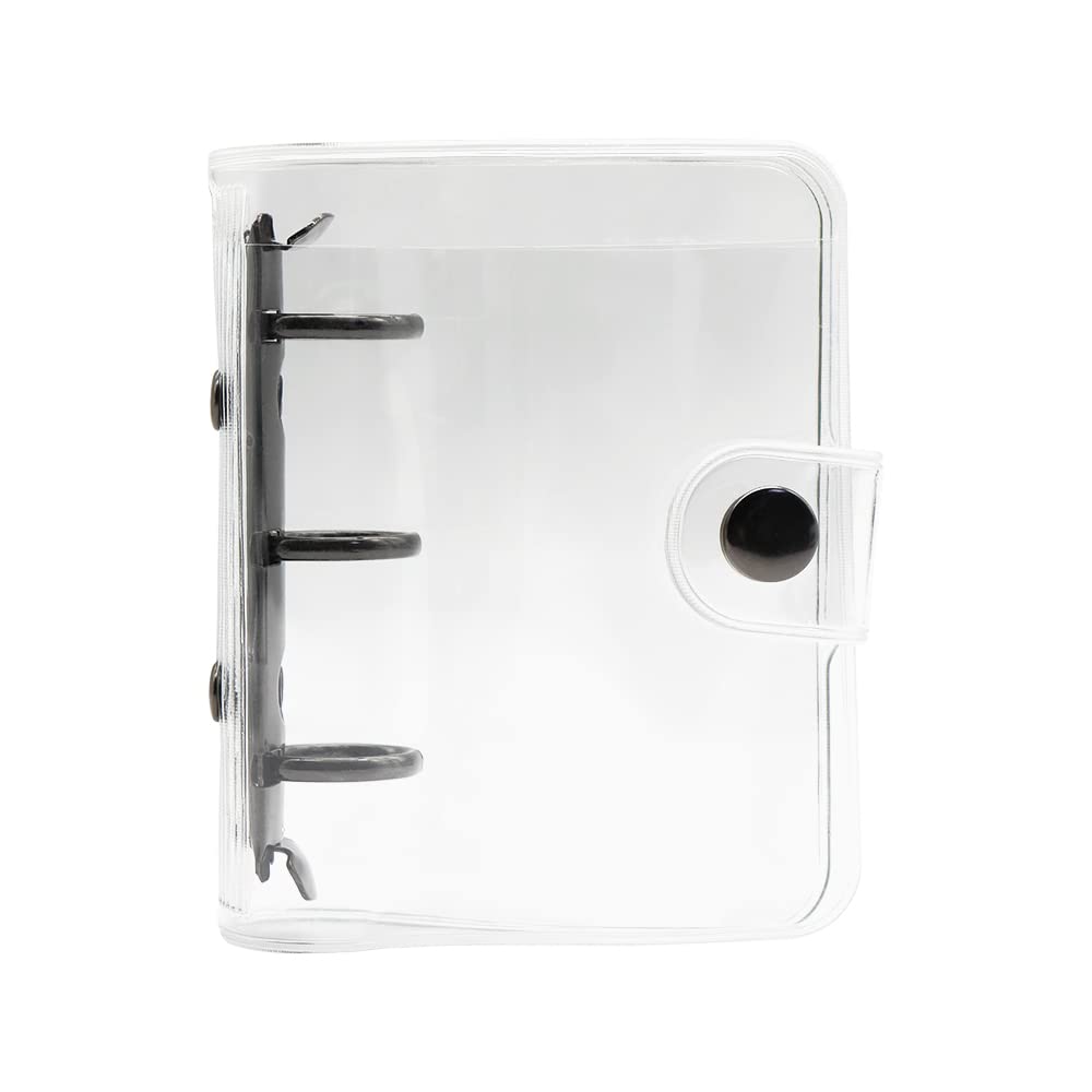 Super Mini Transparent 3-Ring Binder - Clear Soft PVC with Black Round Rings (20mm Diameter) | Snap Closure & Sealing Edge for Notebooks, File Folders & Album Covers | Perfect for School, Office & Home Organization