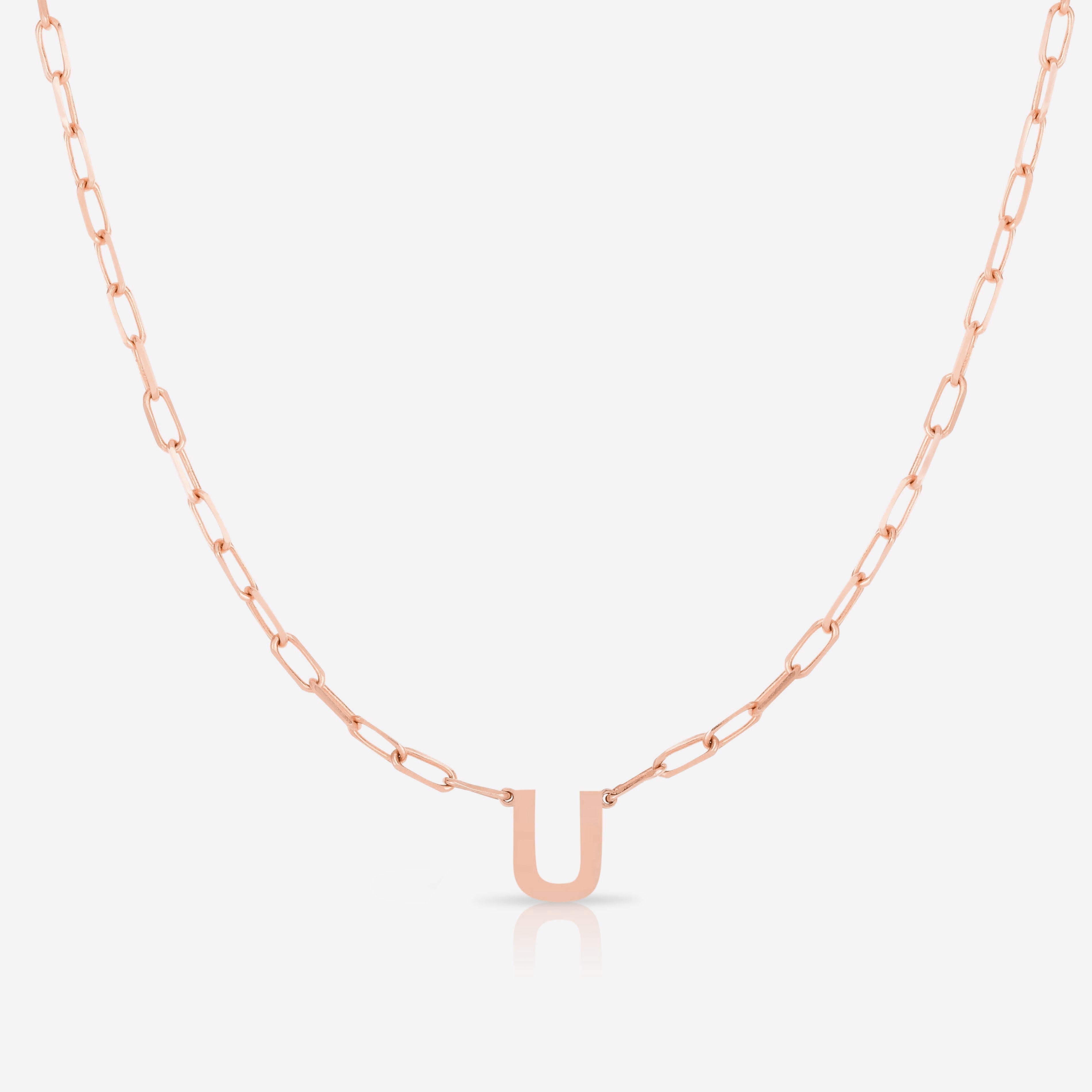 Block Initial Pendant with Link Chain Necklace - Personalized Name Jewelry for Women, Gift for Her, Birthday, Anniversary, Valentine's Day - Perfect for Layering, Everyday Wear & Special Occasions