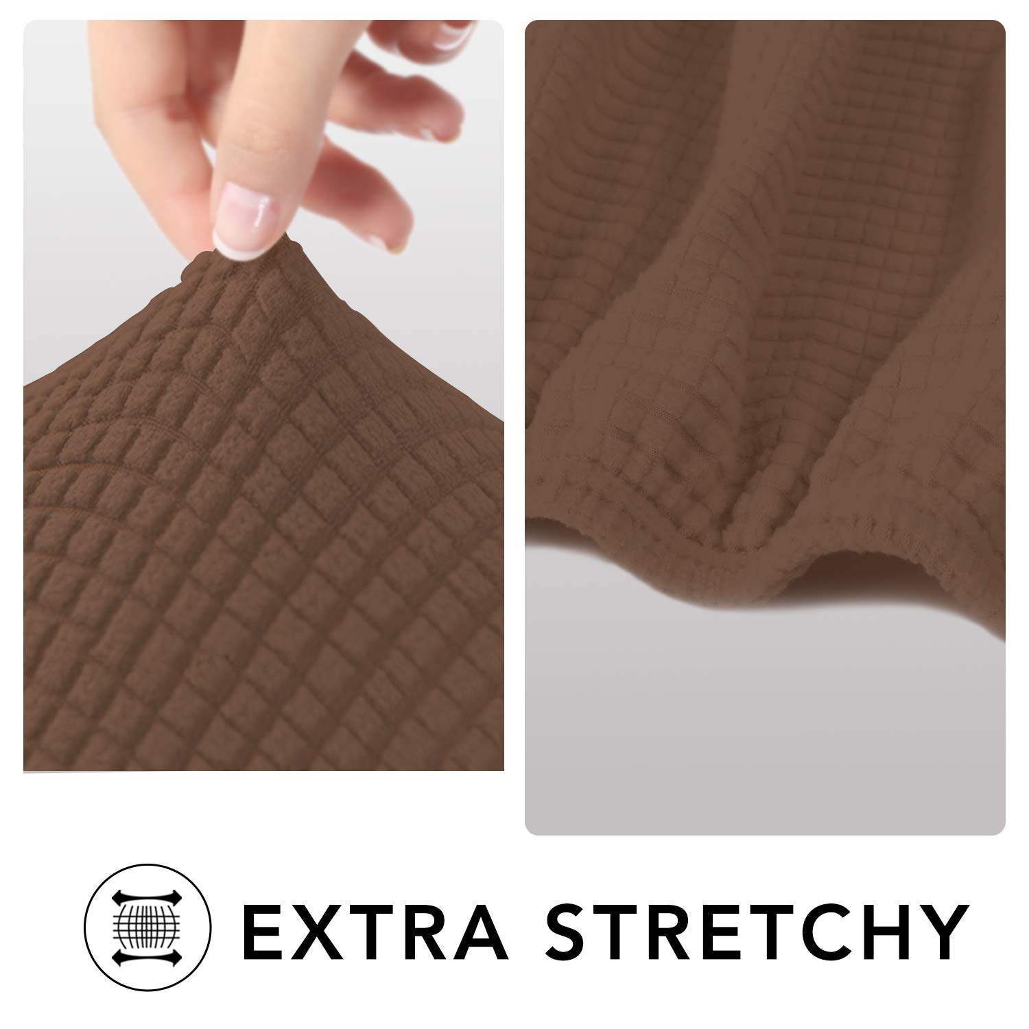 PureFit Stretch Recliner Sofa Slipcover with Pocket - Spandex Jacquard Non-Slip Sofa Cover, Washable Elastic Furniture Protector for Kids & Pets (Brown) | Perfect for Living Room, Family Room & Home Theater Seating