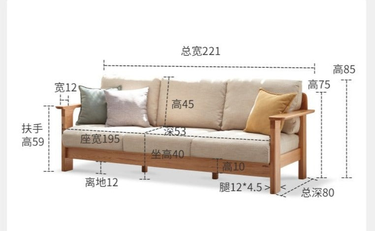 BENTLEY Nordic Modern Solid Wood Sofa - Elegant and Durable Living Room Furniture for Home Decor & Comfortable Seating