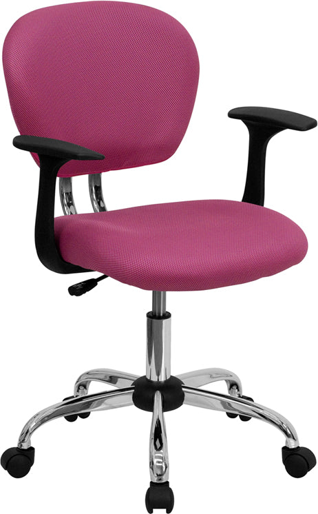 FLASH Beverly Mid Back Black Mesh Office Chair with Padded Seat, Swivel & Adjustable Height, Chrome Base & Arms - Ergonomic Desk Chair for Home & Office Workspace