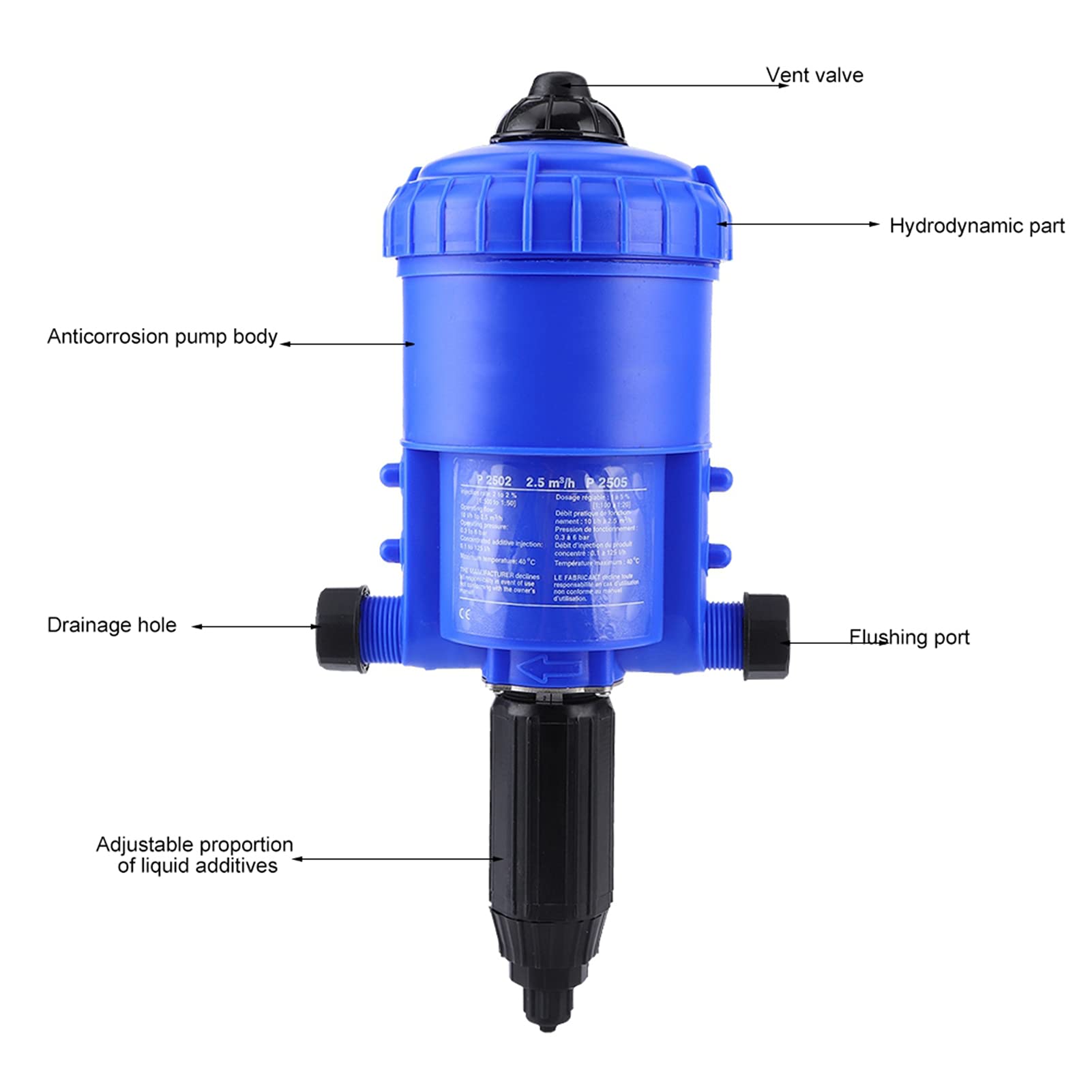 Automatic Drip Irrigation Fertilizer Injector Pump - 0.2% to 2% Adjustable Dosing for Gardening, Flowers & Livestock | Water-Powered Chemical Dispenser | Easy Installation | Perfect for Greenhouses, Farms & Hydroponics