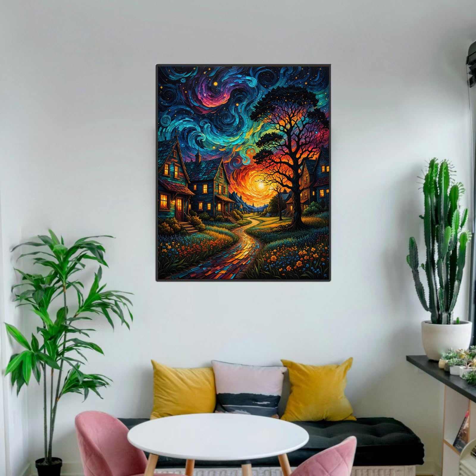 Starry Night Paint by Numbers Kit for Adults - Beginner-Friendly Moon Acrylic Painting on Canvas, DIY Oil Painting Kit (16x20 Inch) - Perfect Gift & Home Wall Decor for Relaxation & Stress Relief