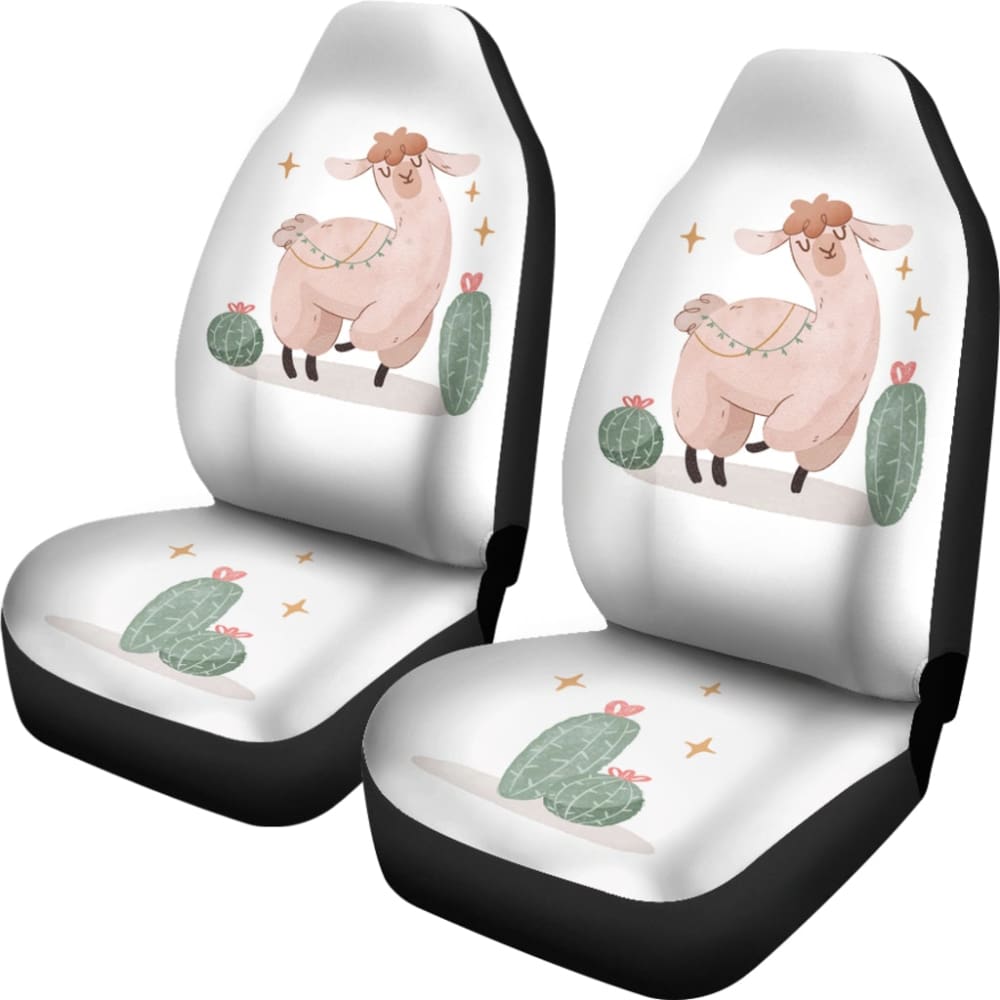 Premium Cactus & Llama Car Seat Covers - Universal Fit, Soft & Durable - Perfect for SUVs, Trucks & Sedans - Protect Your Seats from Pets, Kids & Spills