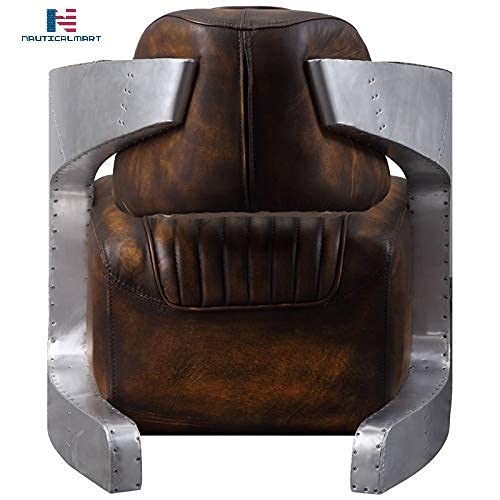 NauticalMart Brancaster Leather Chair - Vintage Mocha Top Grain Leather Living Room Furniture for Home Office, Lounge & Reading Nook
