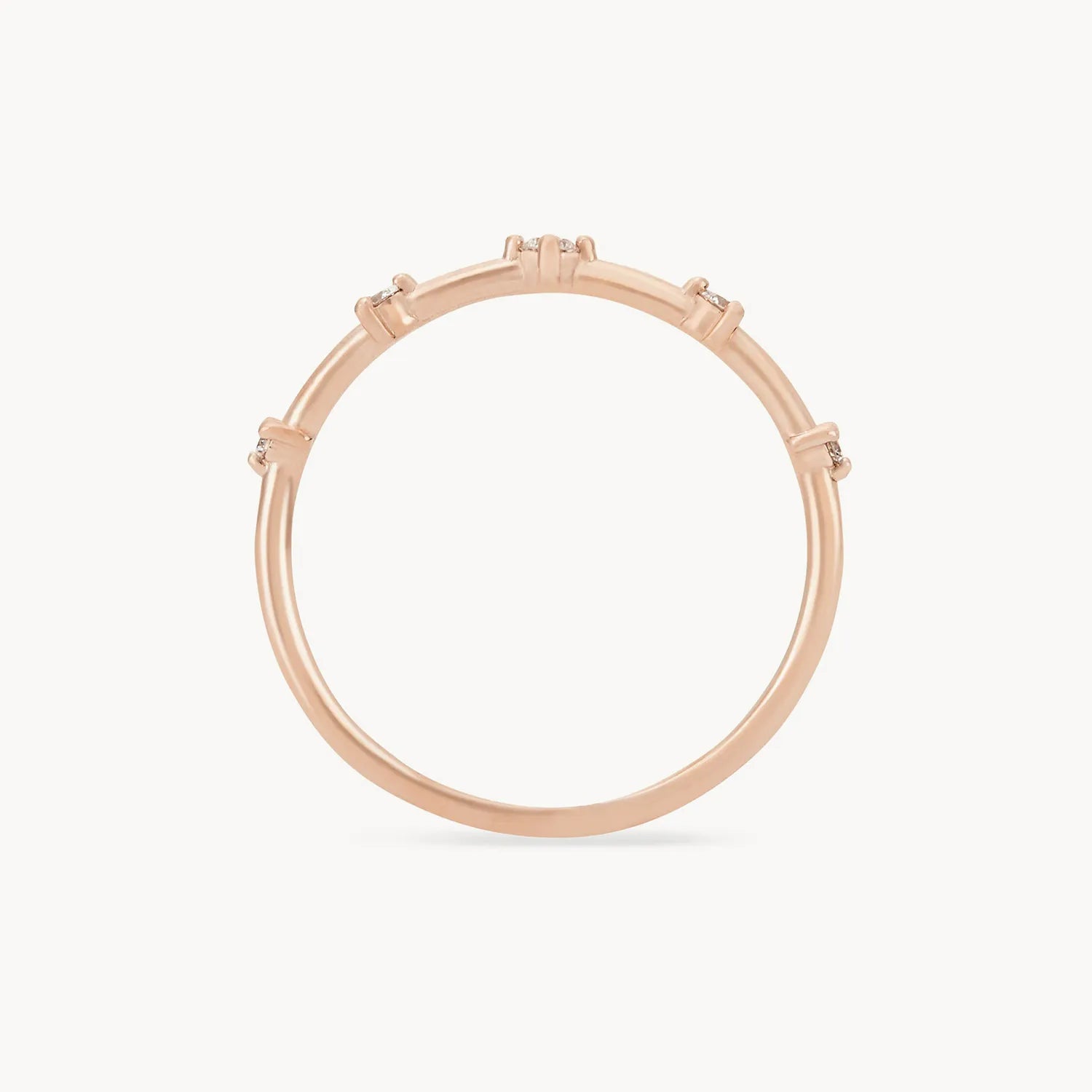 14K Rose Gold White Diamond Stars Align Ring - Elegant Celestial Jewelry for Engagement, Anniversary & Special Occasions