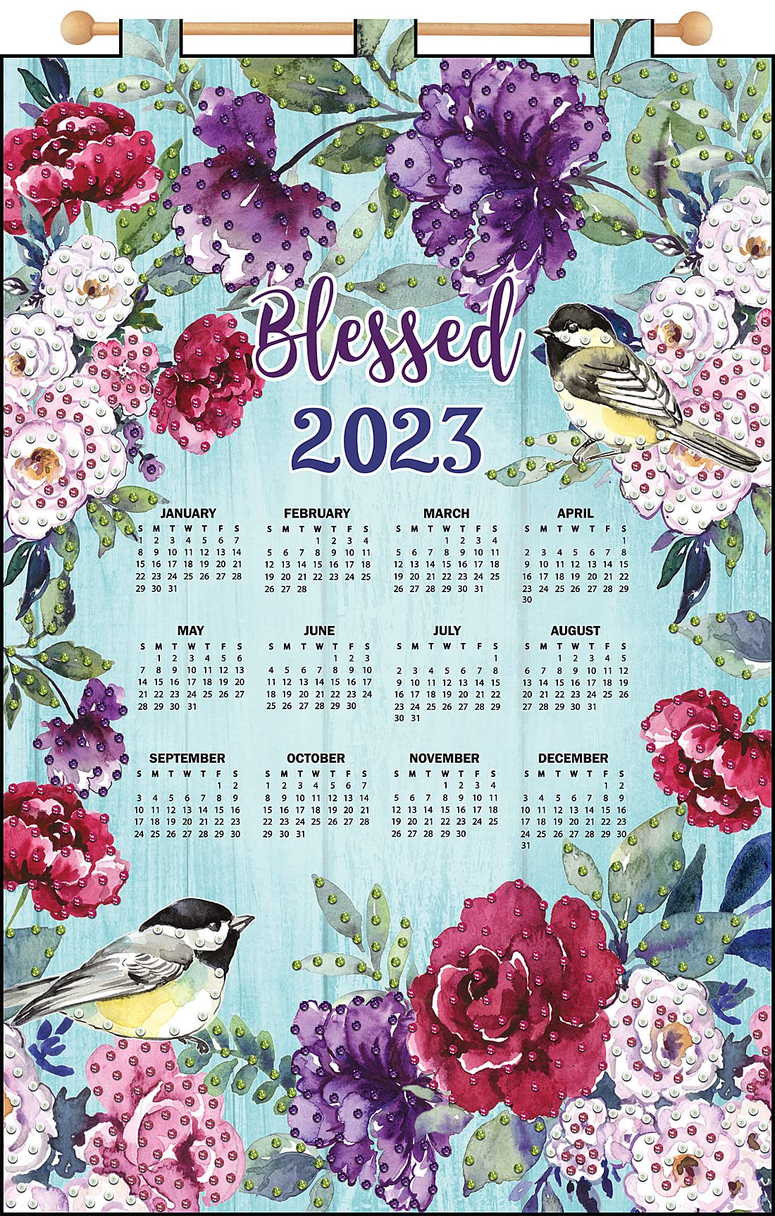2023 Sequin Calendar Kit - DIY Craft Kit with Blessed Design for Home & Office Decor | Perfect for Holidays, Gifts & Party Favors