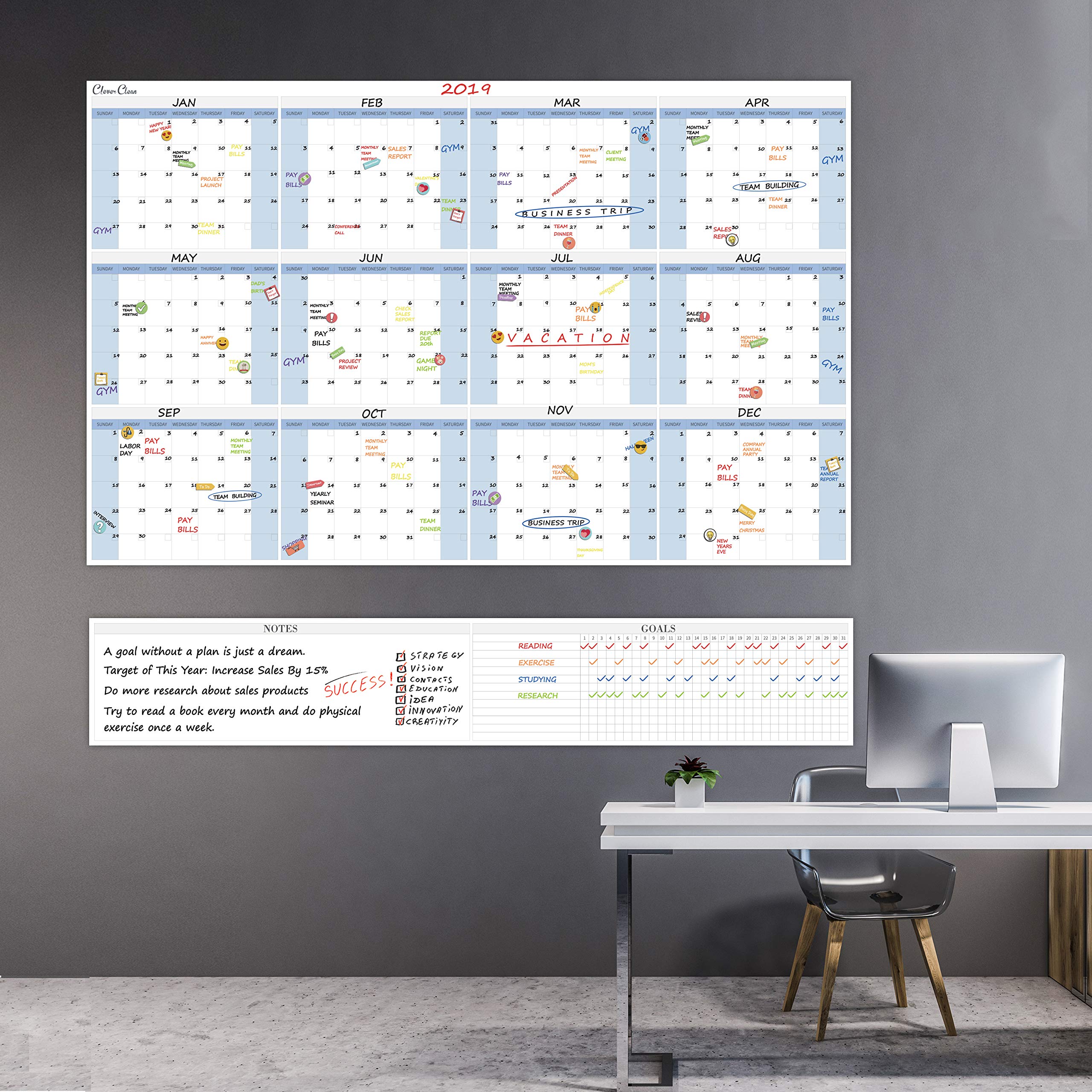 Large 5ft x 4ft Dry Erase Wall Calendar 2025 - Undated Jumbo Laminated Planner for Home Office & School Projects | Whiteboard Task Organizer | Perfect for Scheduling, Project Management & Family Organization