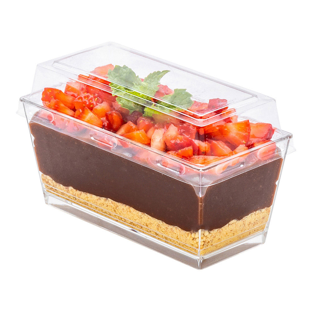 5 oz Rectangle Clear Plastic Cake & Dessert Containers with Lids - 4