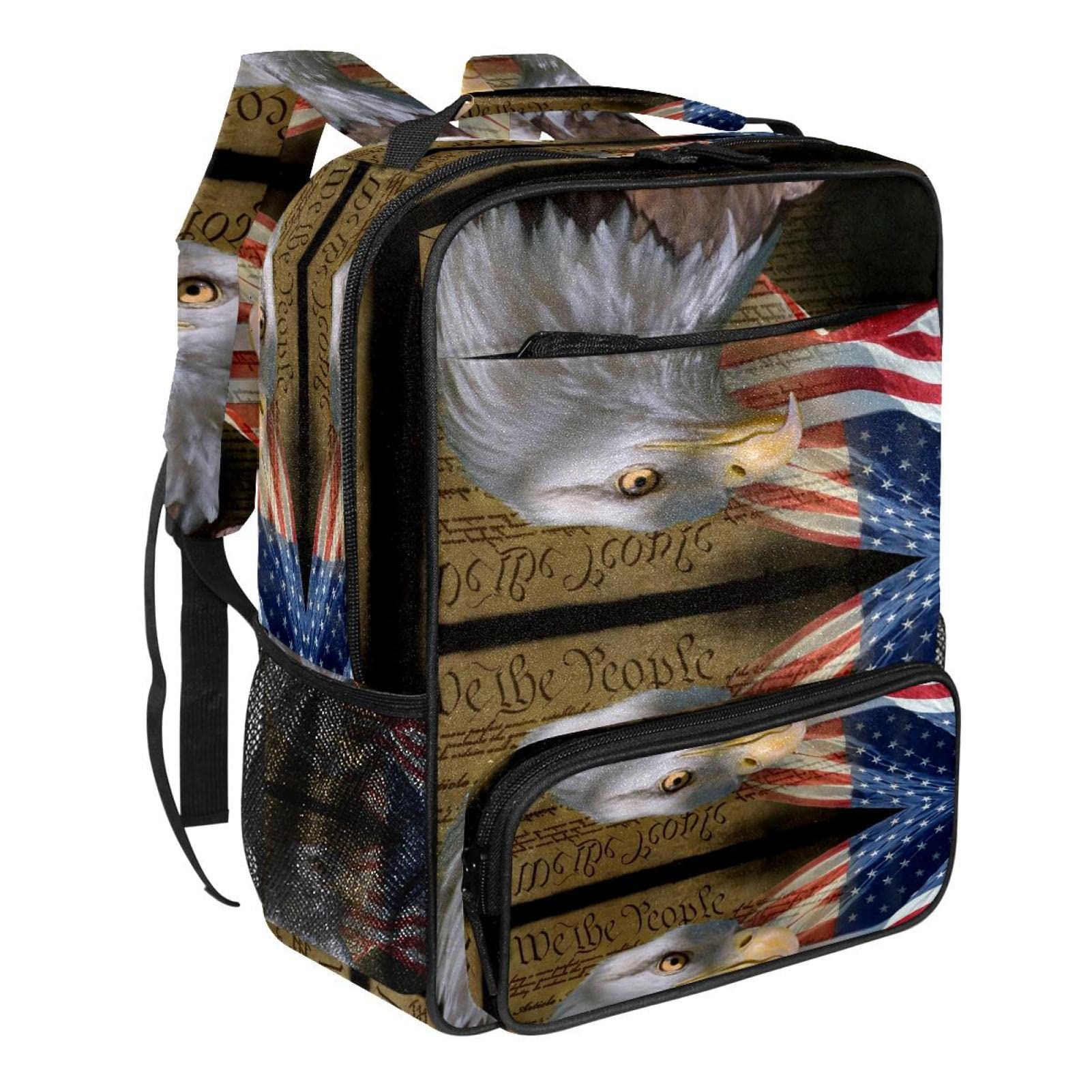 Vintage Eagle Print Travel Backpack - Durable Canvas School Laptop Bookbag for Girls & Boys | Perfect for College, Hiking & Daily Commute