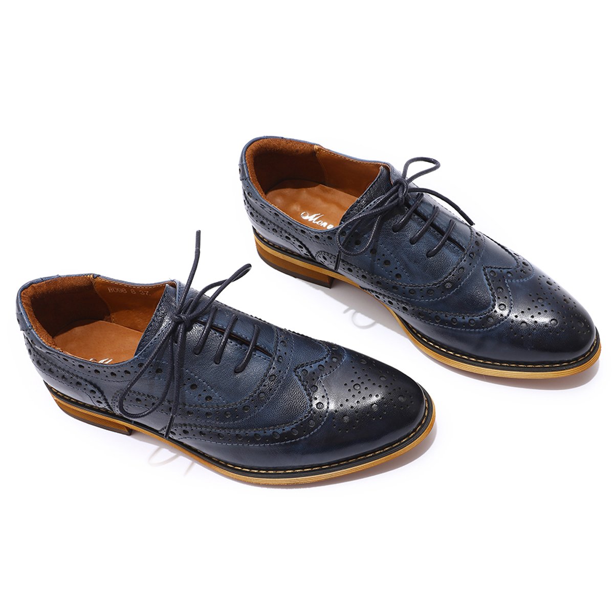 Stylish Women's Leather Wingtip Oxford Shoes - Perforated Lace-Up Brogue Design for Ladies | Perfect for Office, Casual Wear & Special Occasions