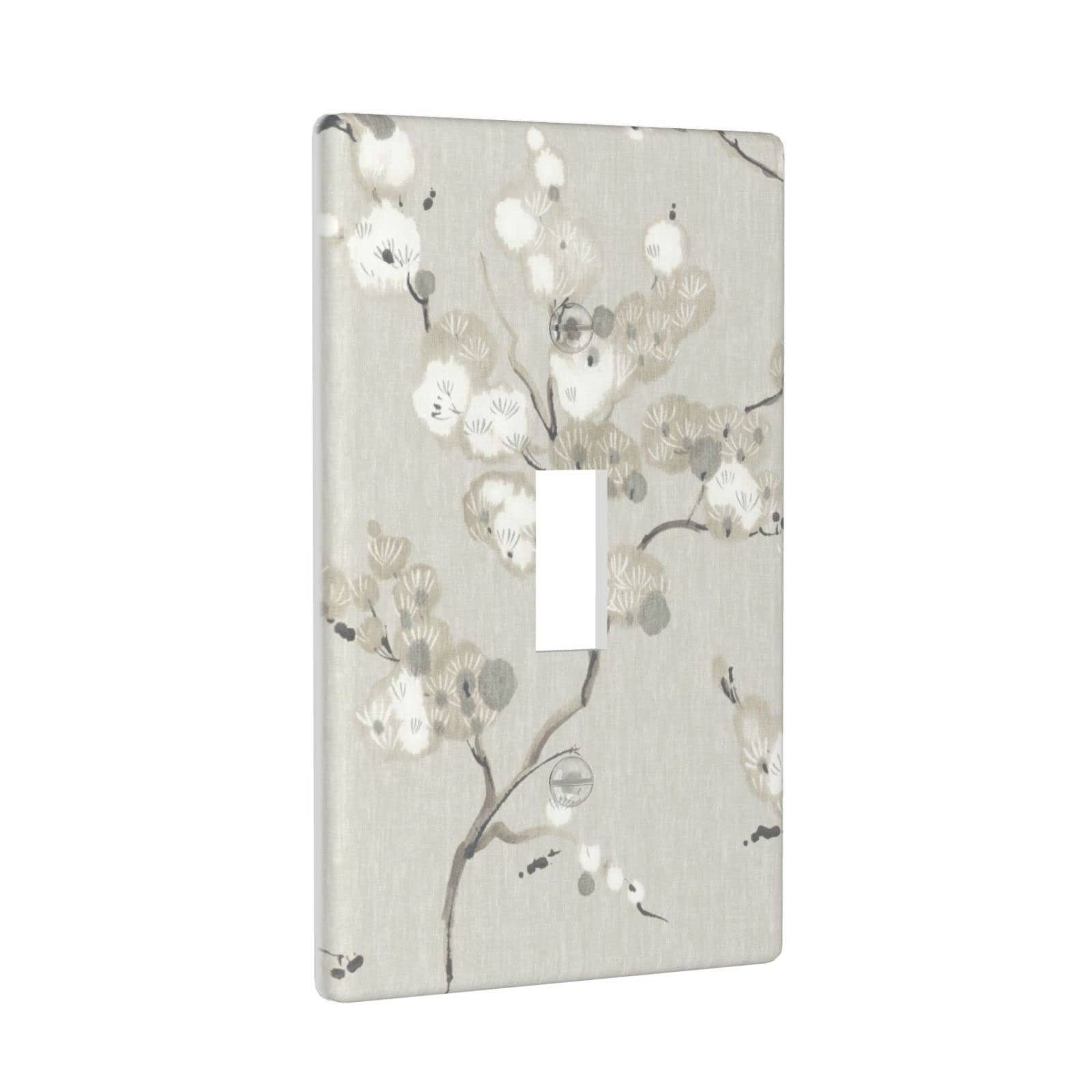 Decorative Taupe Floral Light Switch Cover - Single Toggle Wall Plate (4.5