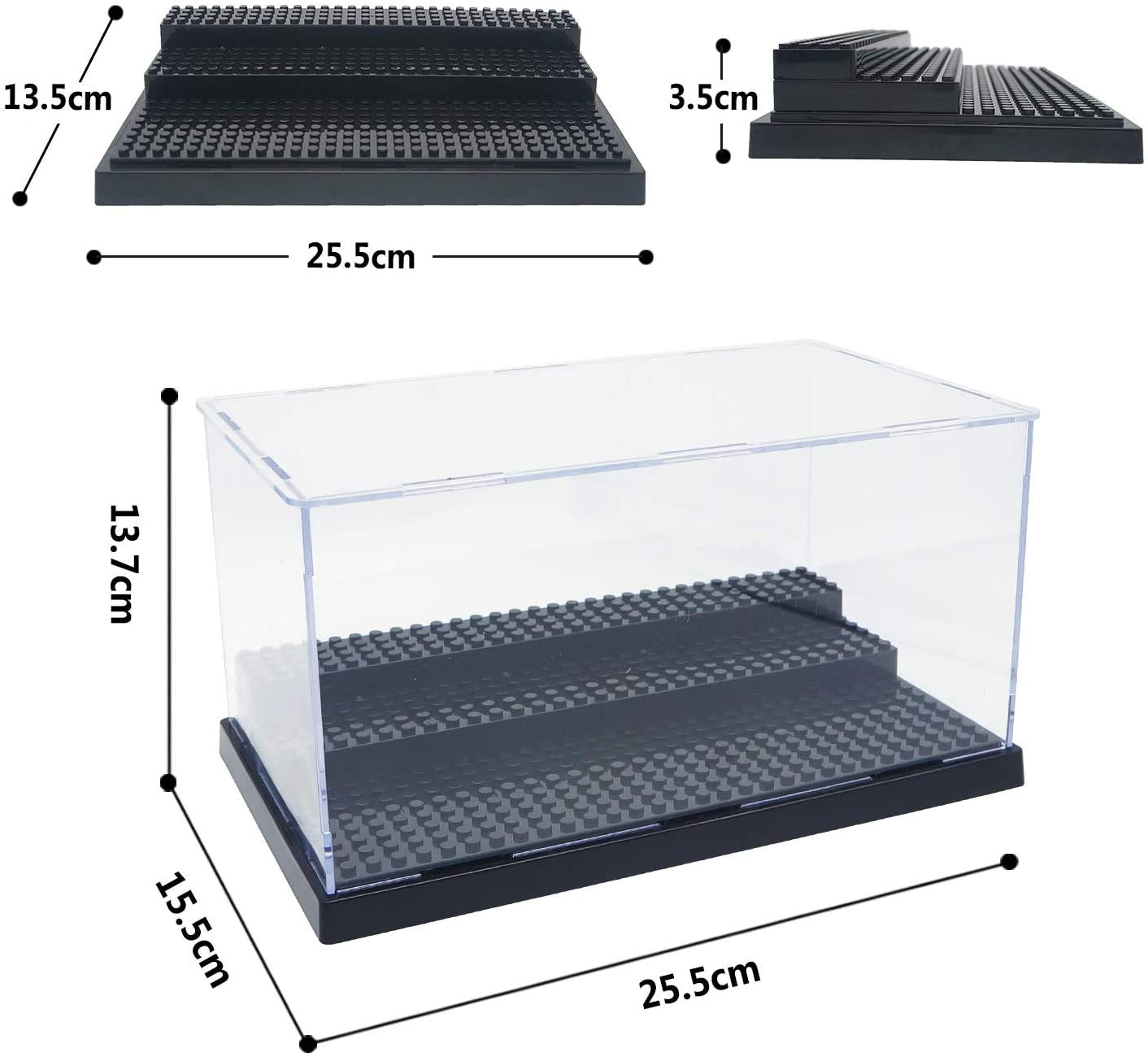 Kuzhi Dustproof Acrylic Display Case for LEGO & Building Blocks - 5.4W x 10L Black - Perfect for Toy Storage & Collection Showcase