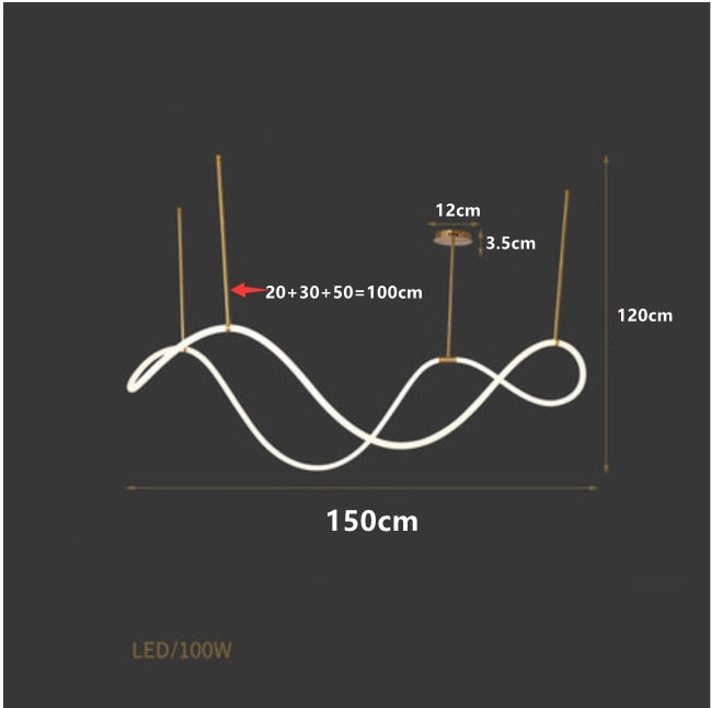 Modern LED Chandelier with Long Hose - Elegant Dining Room Lighting Fixture for Home Decor | Perfect for Kitchen Island, Restaurant, and Living Room Ceiling