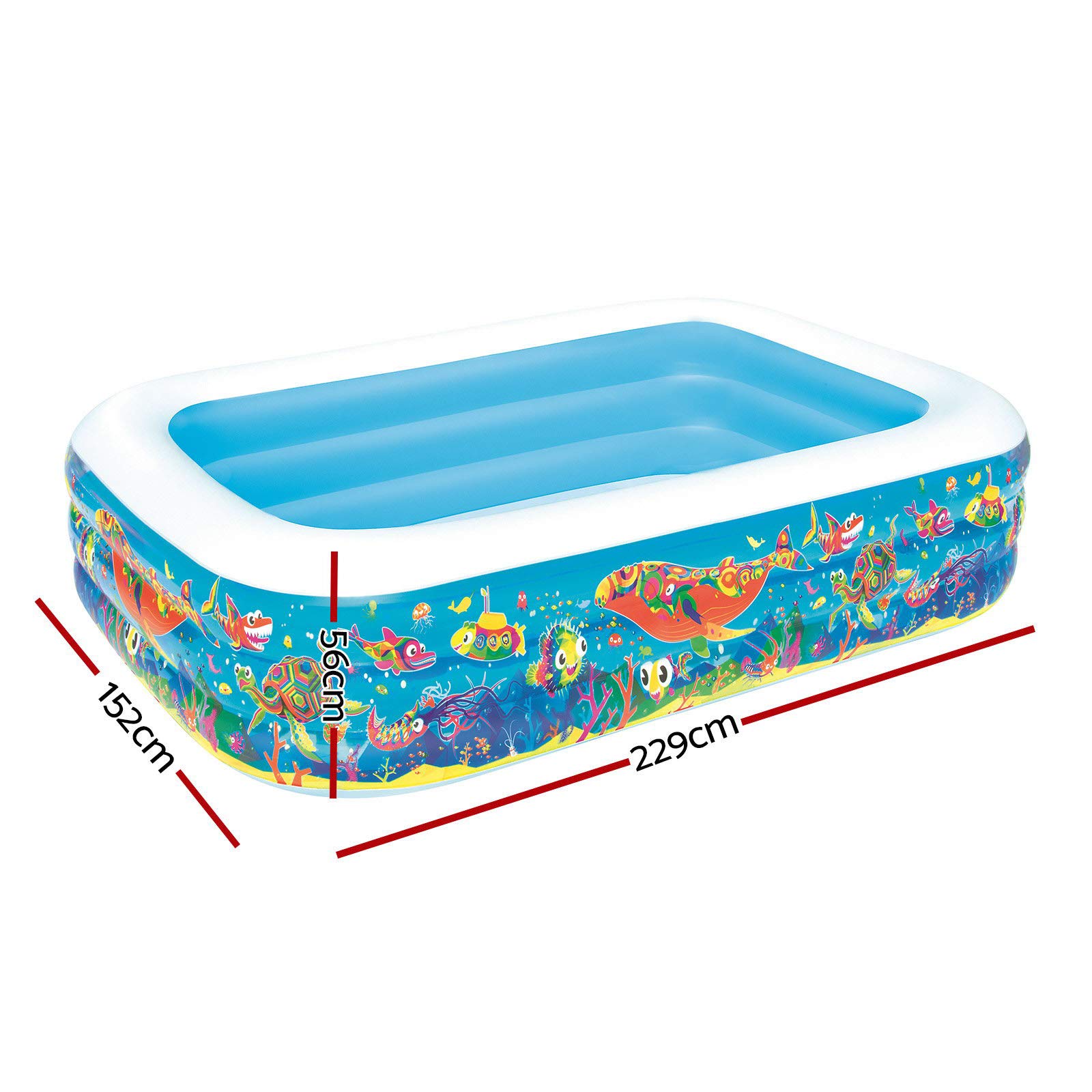 Bestway 54120-17 BW54120 Happy Flora Inflatable Family Pool - 702L Water Capacity Rectangular Swimming Pool for Backyard, Garden & Outdoor Fun