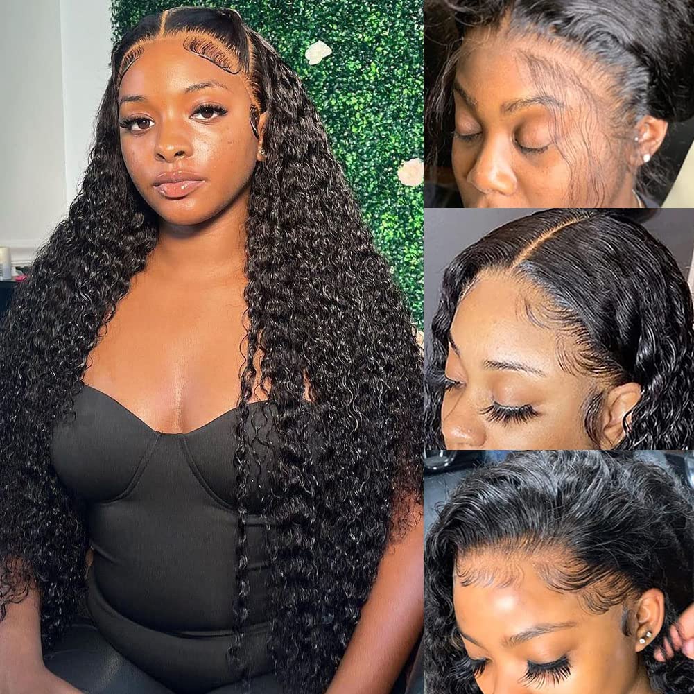 Glueless Lace Front Wigs Human Hair for Black Women - 200% Density Brazilian Water Wave Pre Plucked Bleached Knots Wig (16 Inch) | Perfect for Daily Wear, Parties & Special Occasions