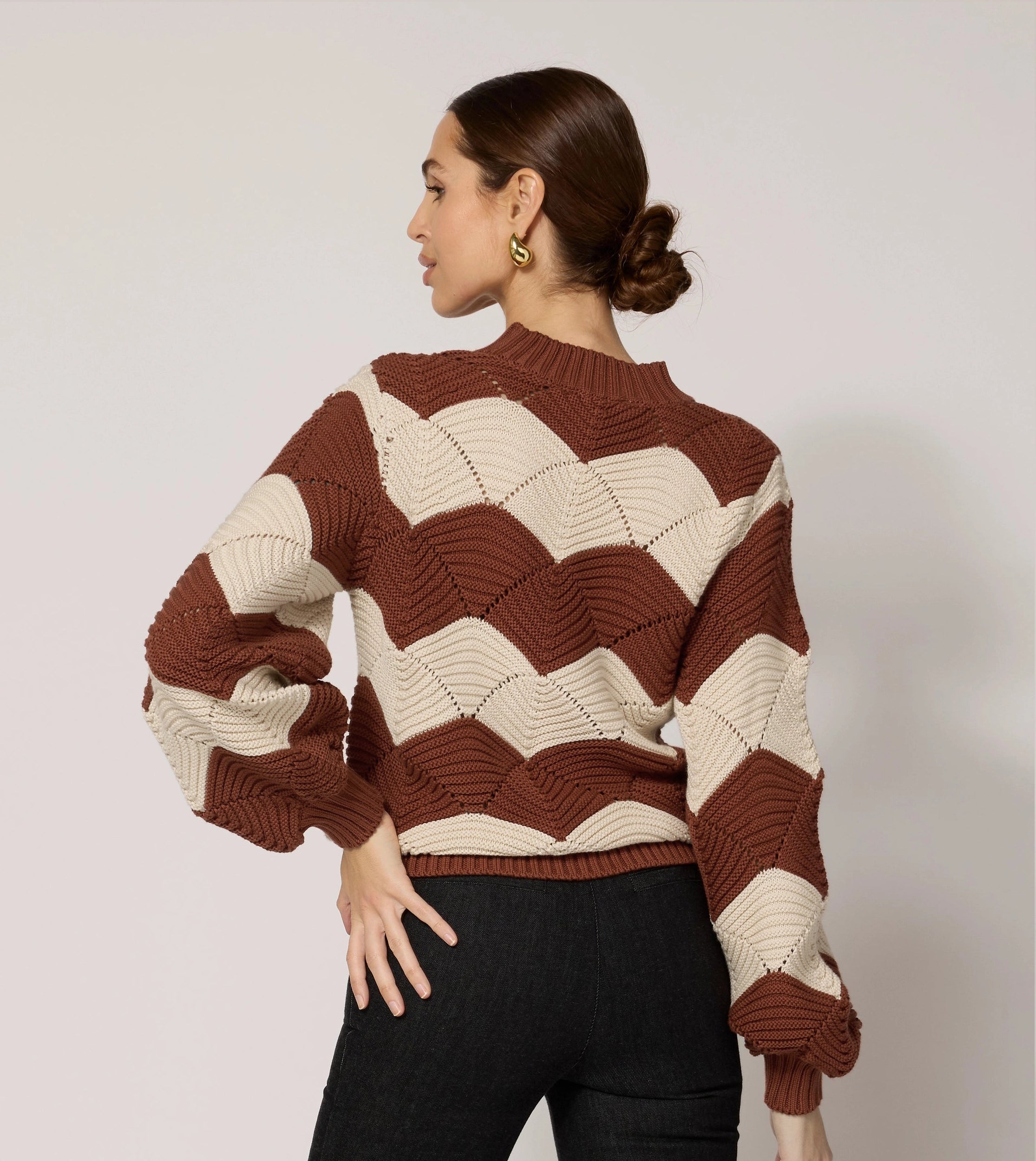 Kori Sweater for Women - Soft & Cozy Knit Pullover in Terracotta & Ivory | Perfect for Fall & Winter Layering, Casual Outfits & Office Wear