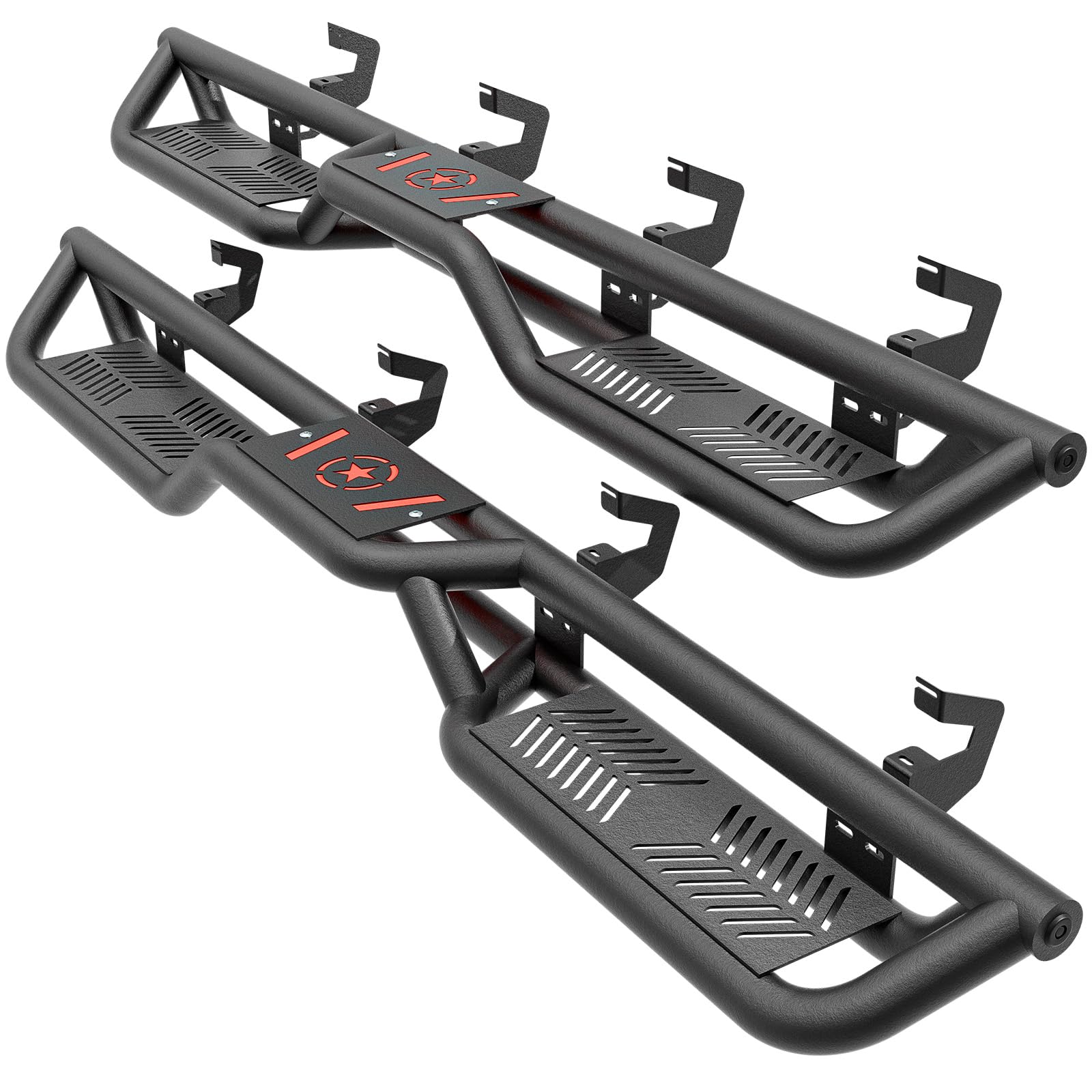 Heavy Duty Crew Cab Running Boards & Side Steps for 2019-2025 Chevy Silverado 1500 & GMC Sierra 1500/2500/3500 HD - Non-Slip Black Nerf Bars - Perfect for Off-Roading, Truck Access & Easy Entry/Exit