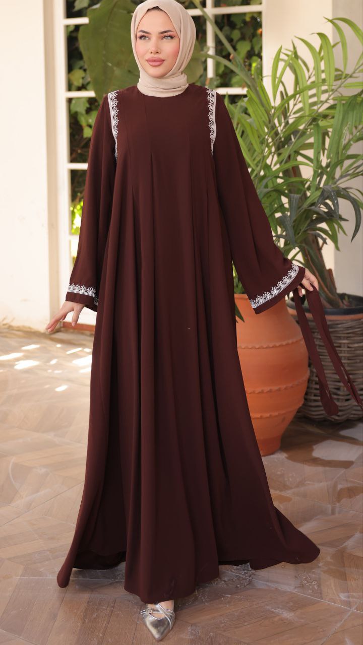 Elegant Nila Long Abaya Dress with Long Sleeves - Modest Muslim Women's Prayer Dress for Home & Mosque Wear