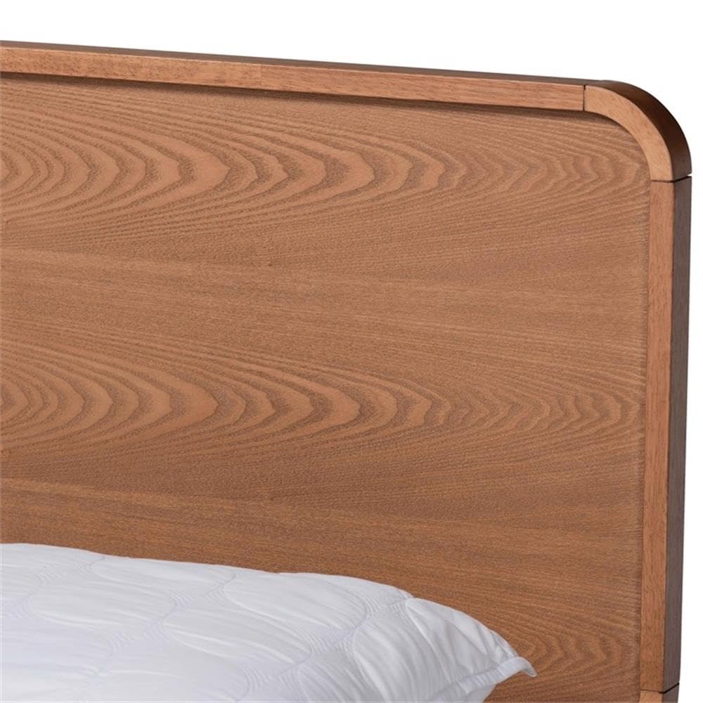 BOWERY HILL Solid Walnut Queen Size Bed Frame with 3 Storage Drawers - Elegant Wooden Platform Bed for Master Bedroom & Guest Room