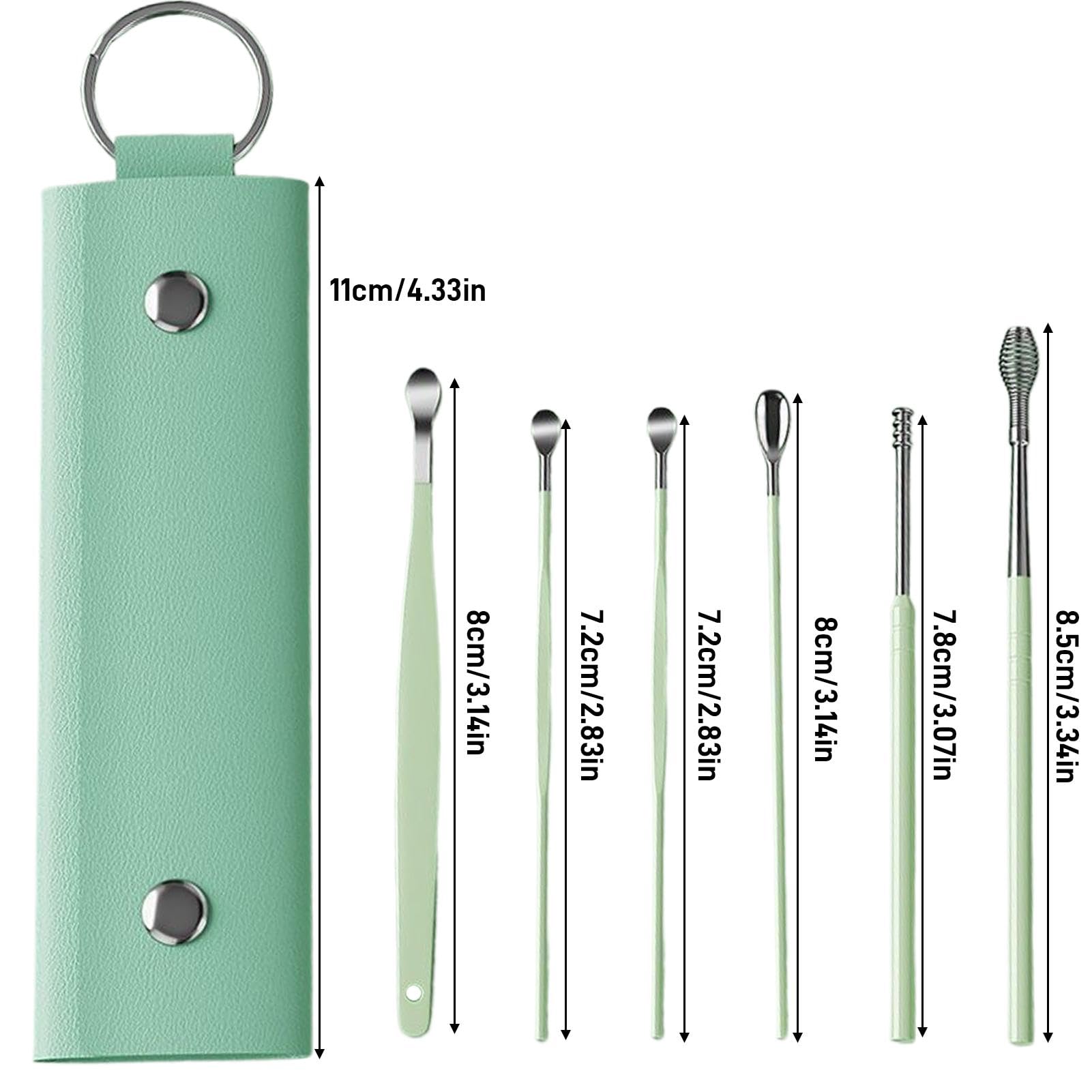 Stainless Steel Ear Wax Removal Tool Set - Portable Earwax Curette & Ear Cleaning Spoon for Safe Ear Hygiene | Perfect for Travel, Home & Personal Care