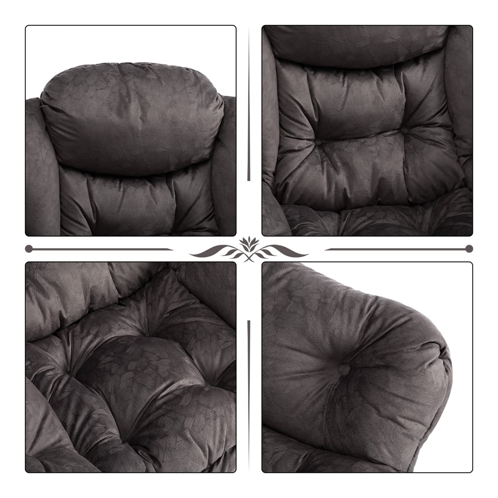 HollyHOME Modern Fabric Oversized Lounge Chair - Extra Large Comfy Reading Chair with Thick Padding & Armrests, Steel Frame Accent Chair for Living Room, Bedroom, Dorm - Perfect for Relaxing, Reading & Napping (Coffee Grey)