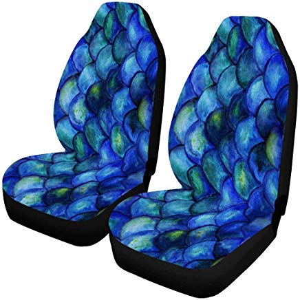 INTERESTPRINT Universal Car Seat Covers Full Set of 2 - Waterproof & Durable Vehicle Seat Protectors for Sedan, Truck, SUV, Van - Perfect for Road Trips, Commuting & Pet Protection
