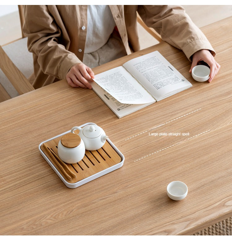 Premium Oak & Ash Solid Wood Tea Maker Set with Integrated Tea Table - Perfect for Home, Office & Zen Tea Ceremonies
