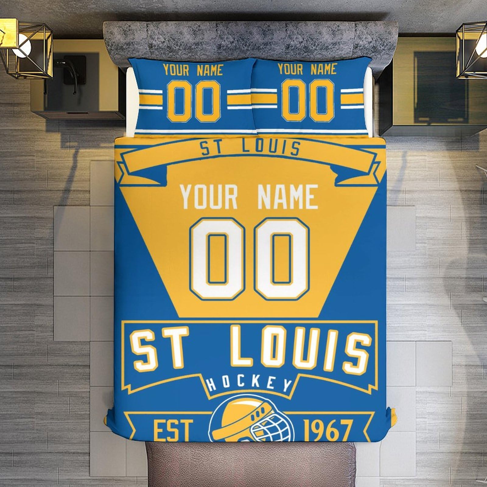 Custom Hockey Comforter Set - 3 Piece Bedding (Comforter + 2 Pillowcases) for Hockey Fans | Personalized Name & Number | Soft Lightweight Quilt | Sports Themed Bedroom Decor | Perfect Gift for NHL Fans & Hockey Lovers