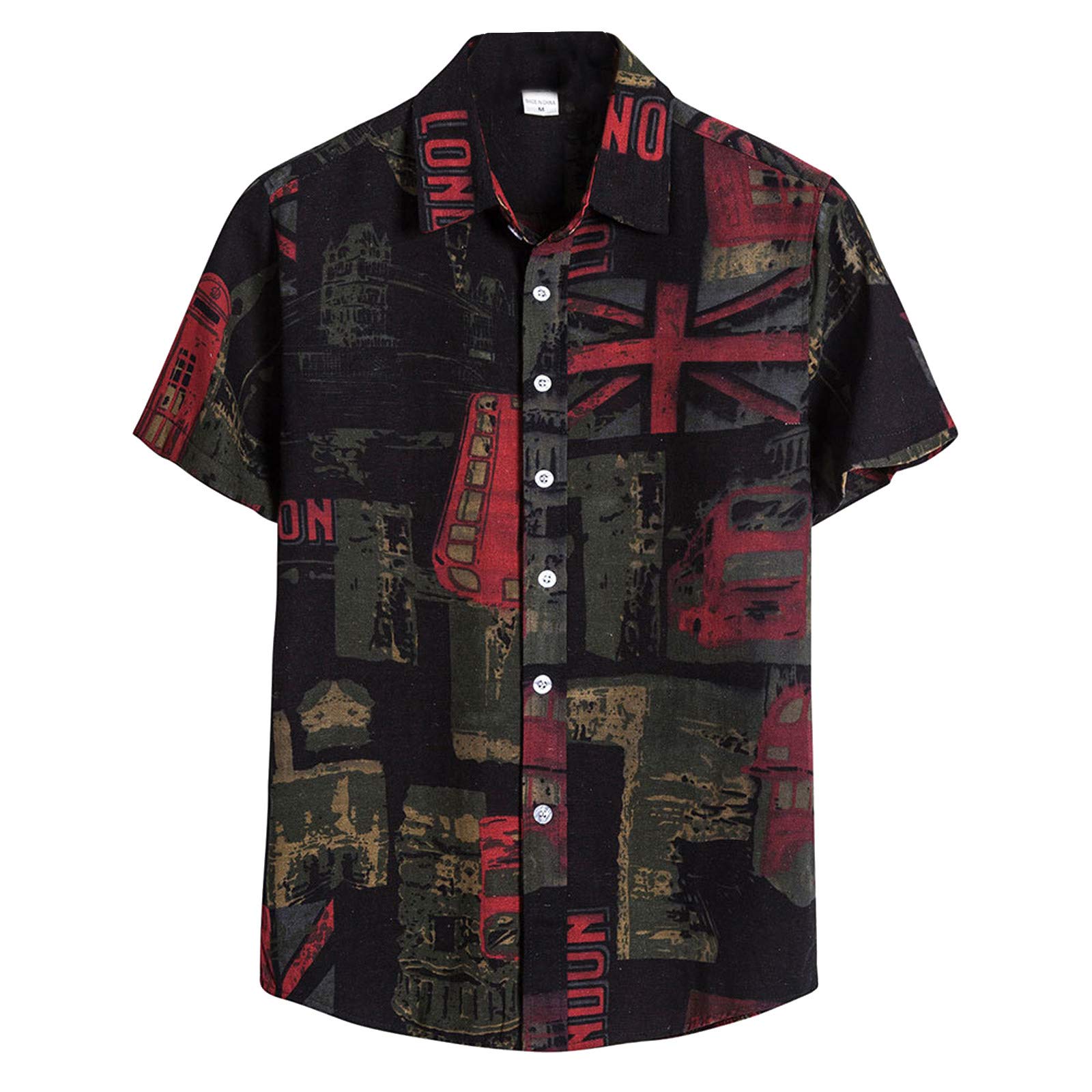 Vintage Hawaiian Men's Short Sleeve Turtleneck Shirt - 50s Retro Floral Beach Cardigan for Men | Perfect for Summer Vacations, Luau Parties & Casual Outings