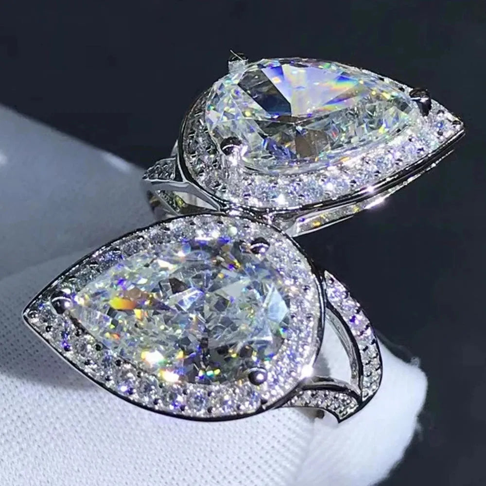 WUIHA 925 Sterling Silver Pear Cut 8CT VVS D Color Moissanite Engagement Ring for Women - 3EX Cut Wedding Jewelry, Anniversary Gift & Proposal Ring - Perfect for Bridal, Valentine's Day & Special Occasions