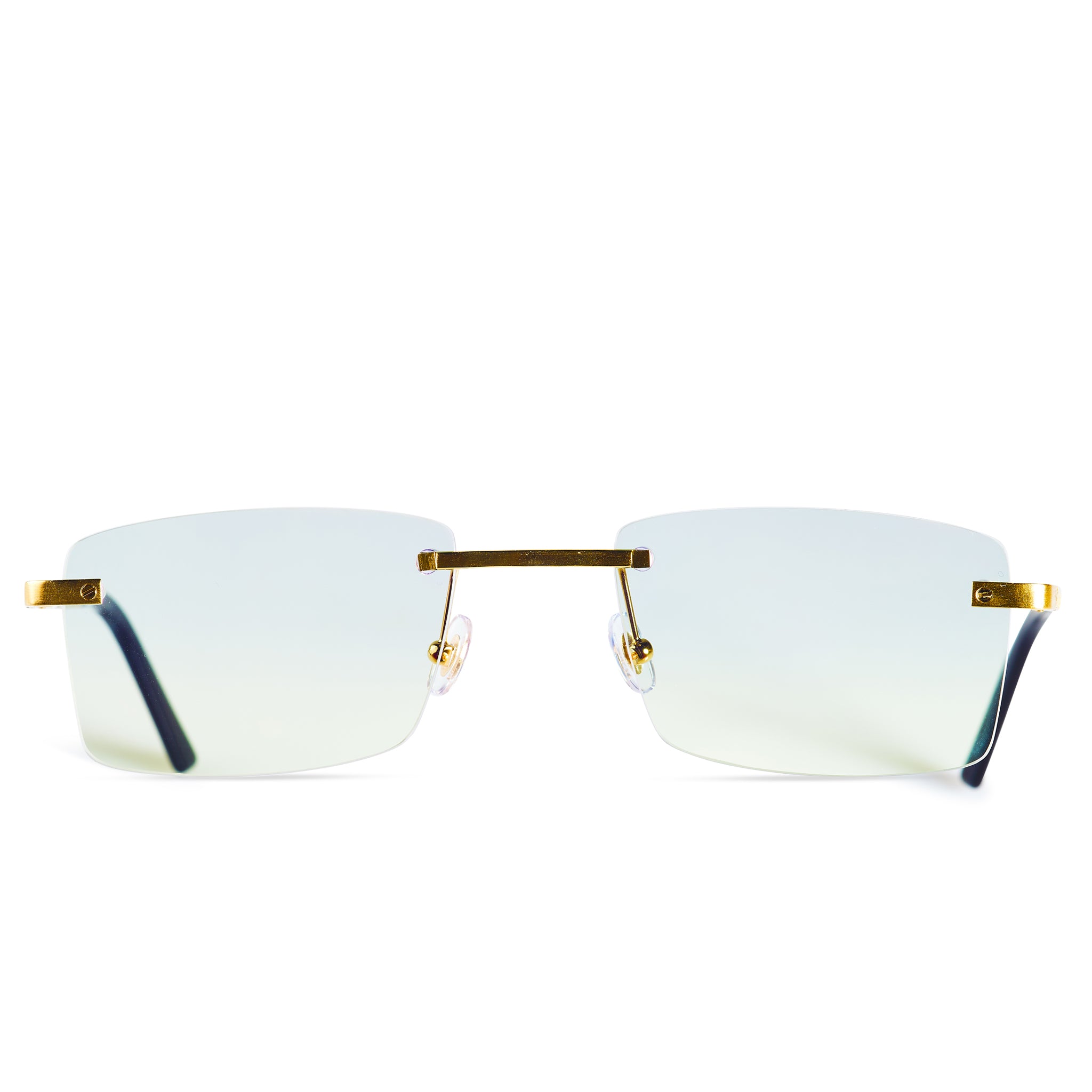Cartier CT0167O Santos De Cartier Rimless Sunglasses for Men & Women - Luxury Designer Square Frame UV Protection - Perfect for Driving, Travel & Fashion Accessories