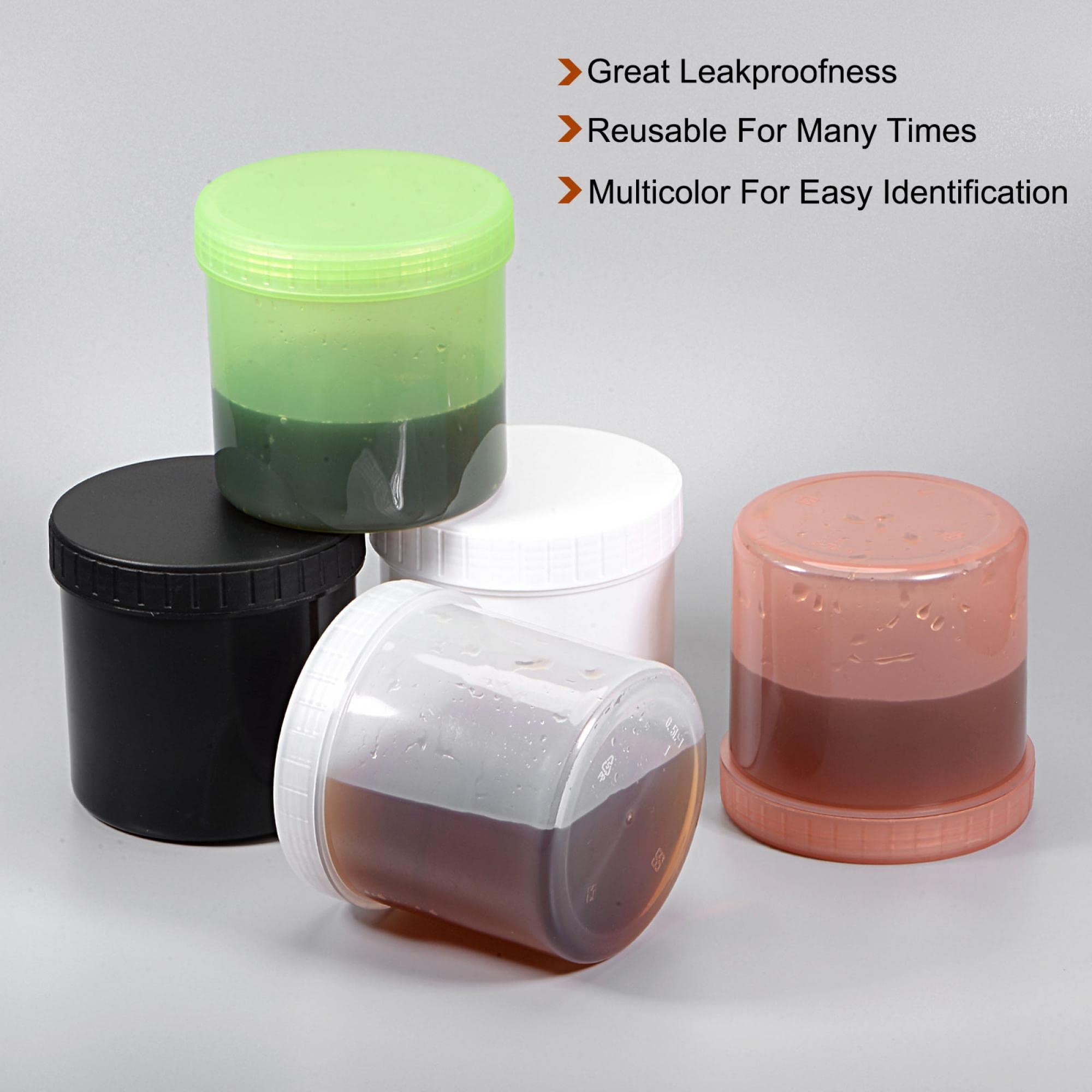 uxcell 0.08-Gallon (300mL) Clear Plastic Paint Pail with Sealing Lid - 2 Pack for Paint Storage, Craft Supplies & Small Parts Organization | Ideal for Artists, DIY Projects & Home Improvement