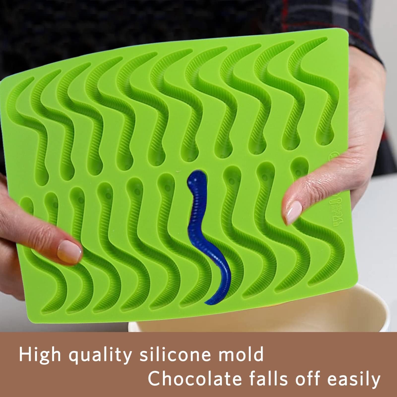 Premium Silicone Gummy Worm Molds Set of 4 - Candy, Chocolate & Ice Cube Trays with 4 Droppers - Perfect for DIY Treats, Baking Decorations & Party Favors