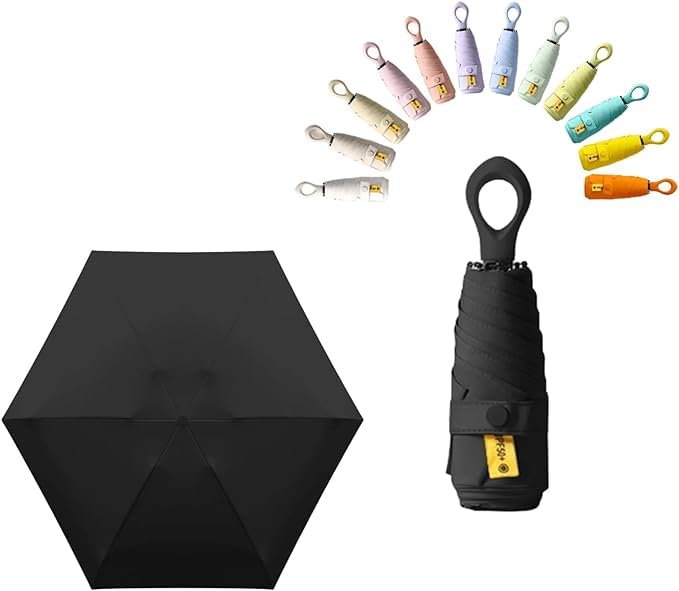 Mini Compact Travel Umbrella for Women - Waterproof Small Purse Umbrella for Light Rain - Perfect for Handbags, Backpacks & Everyday Carry (Ideal for Commuting, Shopping & Travel)