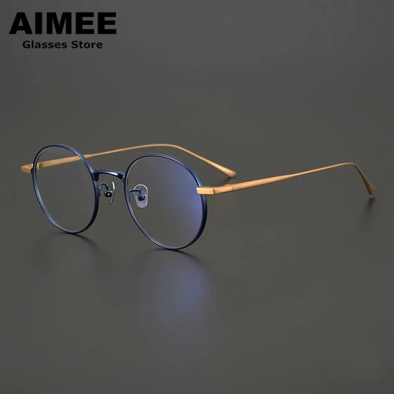 Aimee Unisex Full Rim Round Titanium Eyeglasses 1083 - Lightweight Durable Frame for Men & Women - Perfect for Reading, Working & Everyday Use