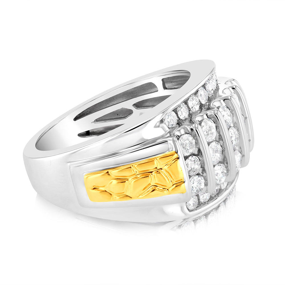 1.5 Carat Diamond Men's Ring in 10K Yellow & White Gold - Perfect for Weddings, Anniversaries & Special Occasions
