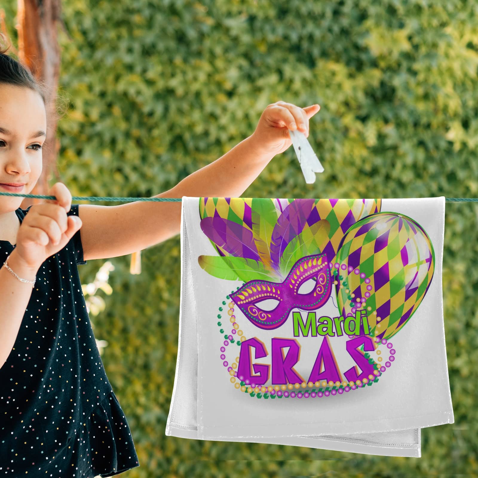 Vdsrup Mardi Gras Mask Hand Towels - Set of 2 Soft 14x28 Inch Small Bath & Face Towels for Guest Bathroom Decor, Kitchen & Tea Dish Drying - Perfect for Carnival Parties, Home Decor & Daily Use
