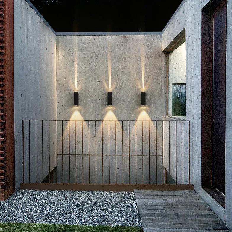Black Rectangular Outdoor Wall Lights - Up and Down Lighting for Patio, Garden, and Exterior Home Decor