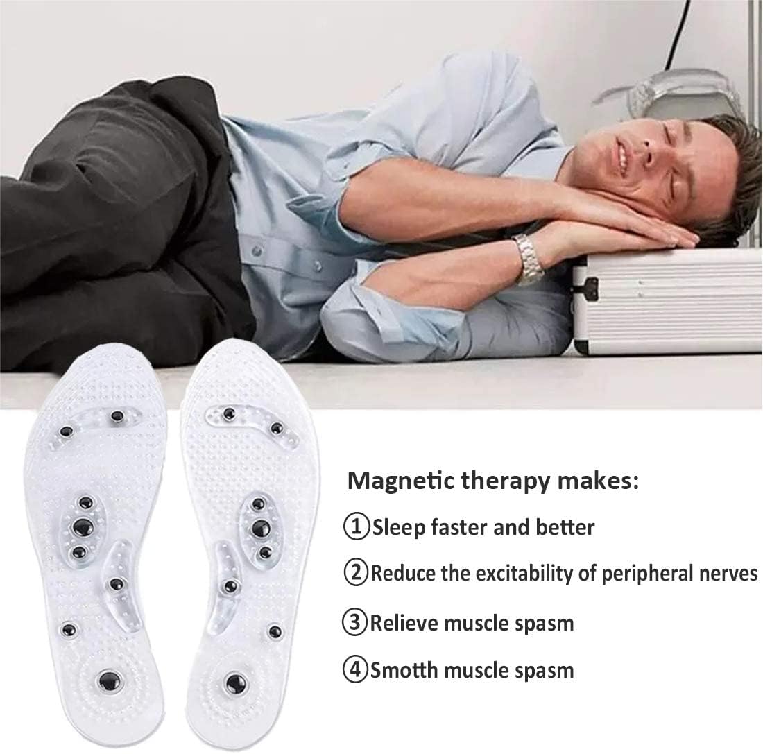 Magnetic Acupressure Insoles for Foot Pain Relief - 1 Pair Thin Reflexology Massage Inserts with Pressure Points for Men & Women (Large) - Ideal for Work, Running & Daily Comfort