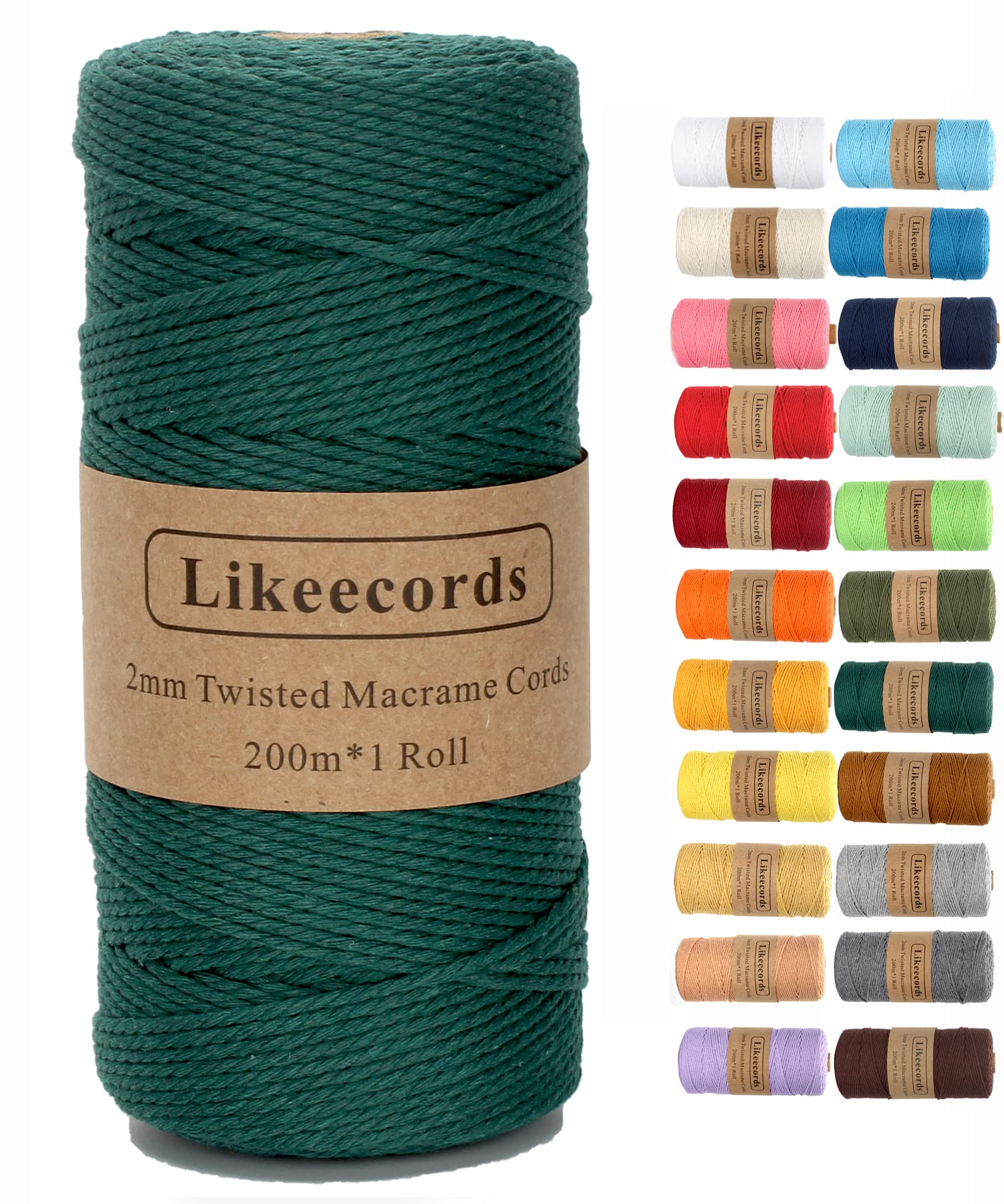 Natural White Macrame Cord - 2mm x 219 Yards Cotton Twine String for DIY Crafts, Knitting, Plant Hangers, Christmas & Wedding Decor | Perfect for Home Decoration, Wall Hangings, and Handmade Gifts