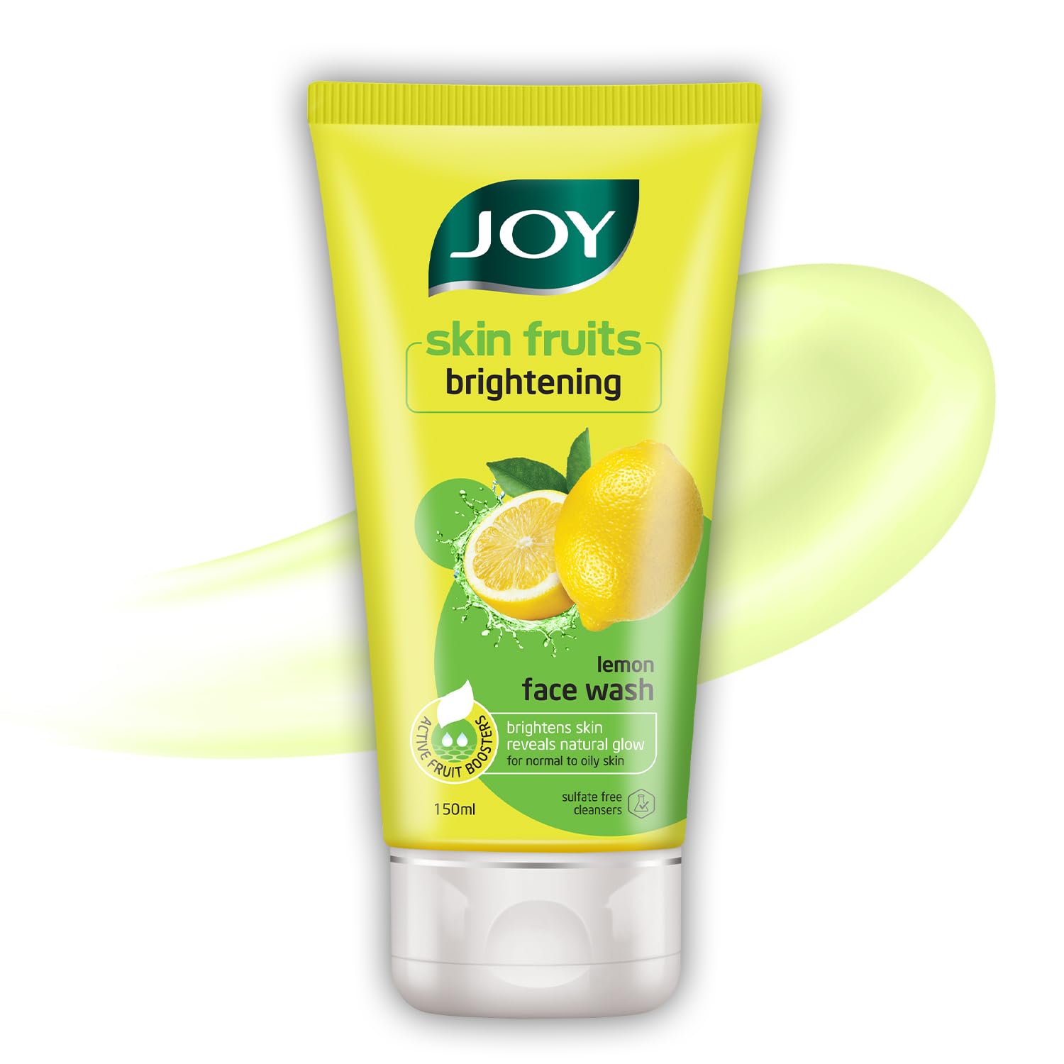 Joy Skin Fruits Lemon Brightening Face Wash 150ml - Vitamin C Cleanser for Glowing Skin, Reduces Dark Spots & Oil Control | Gentle Foaming Facial Wash for Normal to Oily Skin | Perfect for Morning & Night Skincare Routine