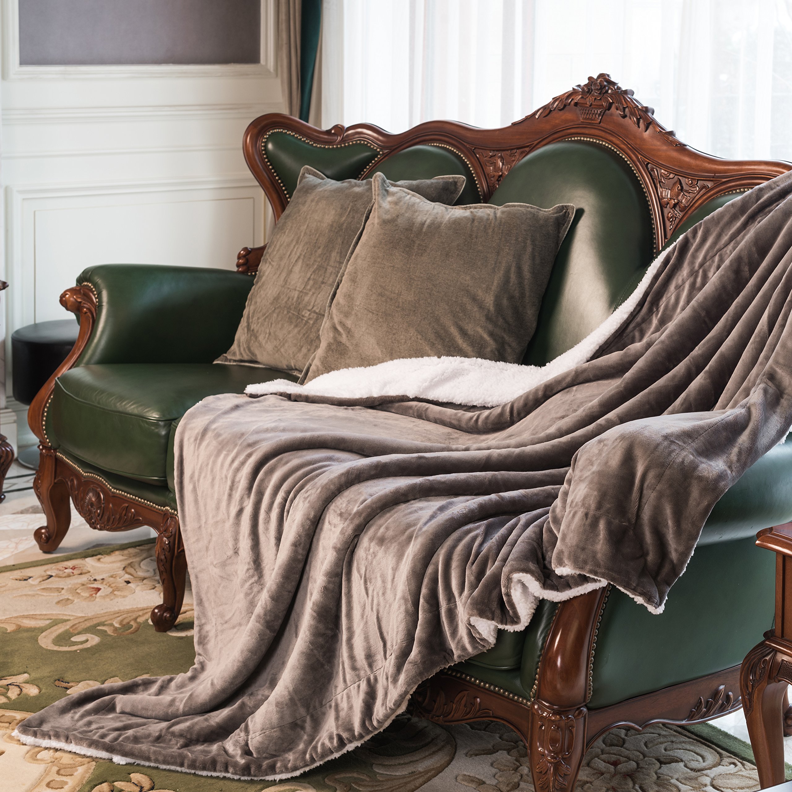 HoroM Sherpa Throw Blanket Grey 50