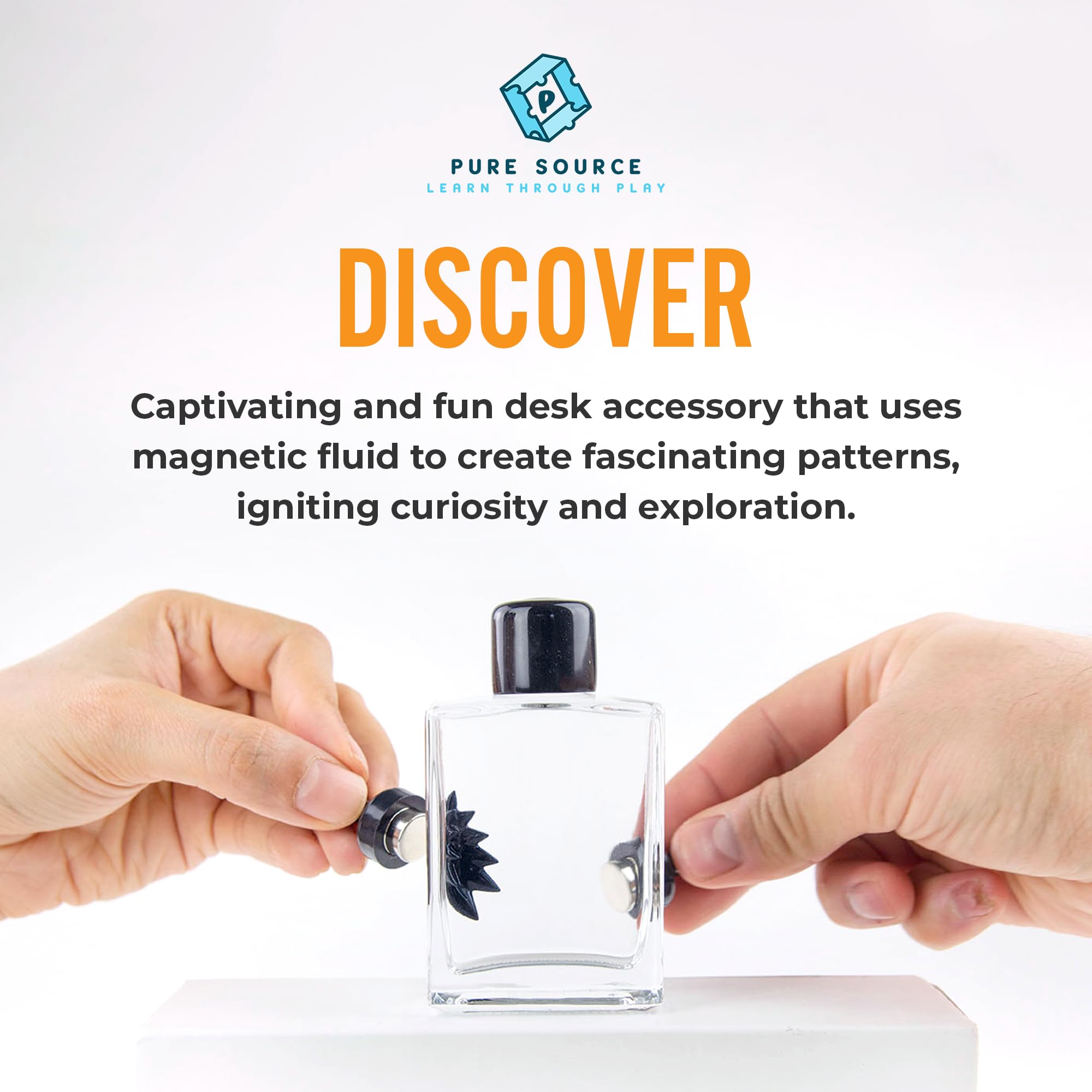 FerroFluid Display Bottle - Magnetic Liquid Science Toy with Neodymium Magnets | STEM Educational Kit for Kids & Adults | Interactive Desk Decor for Office, Classroom & Science Lovers