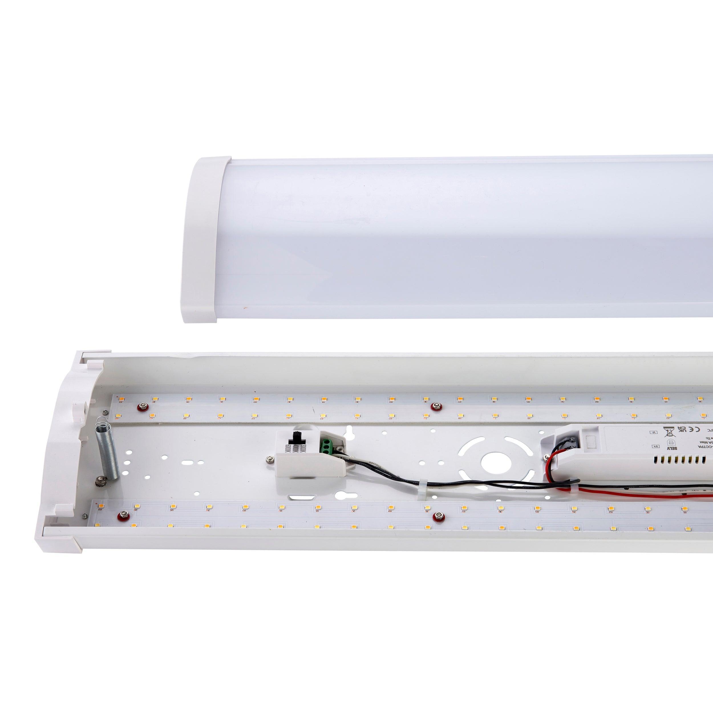 4FT LED Batten Light with Dual LED & Emergency Backup - 38W Energy Saving - Perfect for Warehouses, Garages, and Commercial Spaces