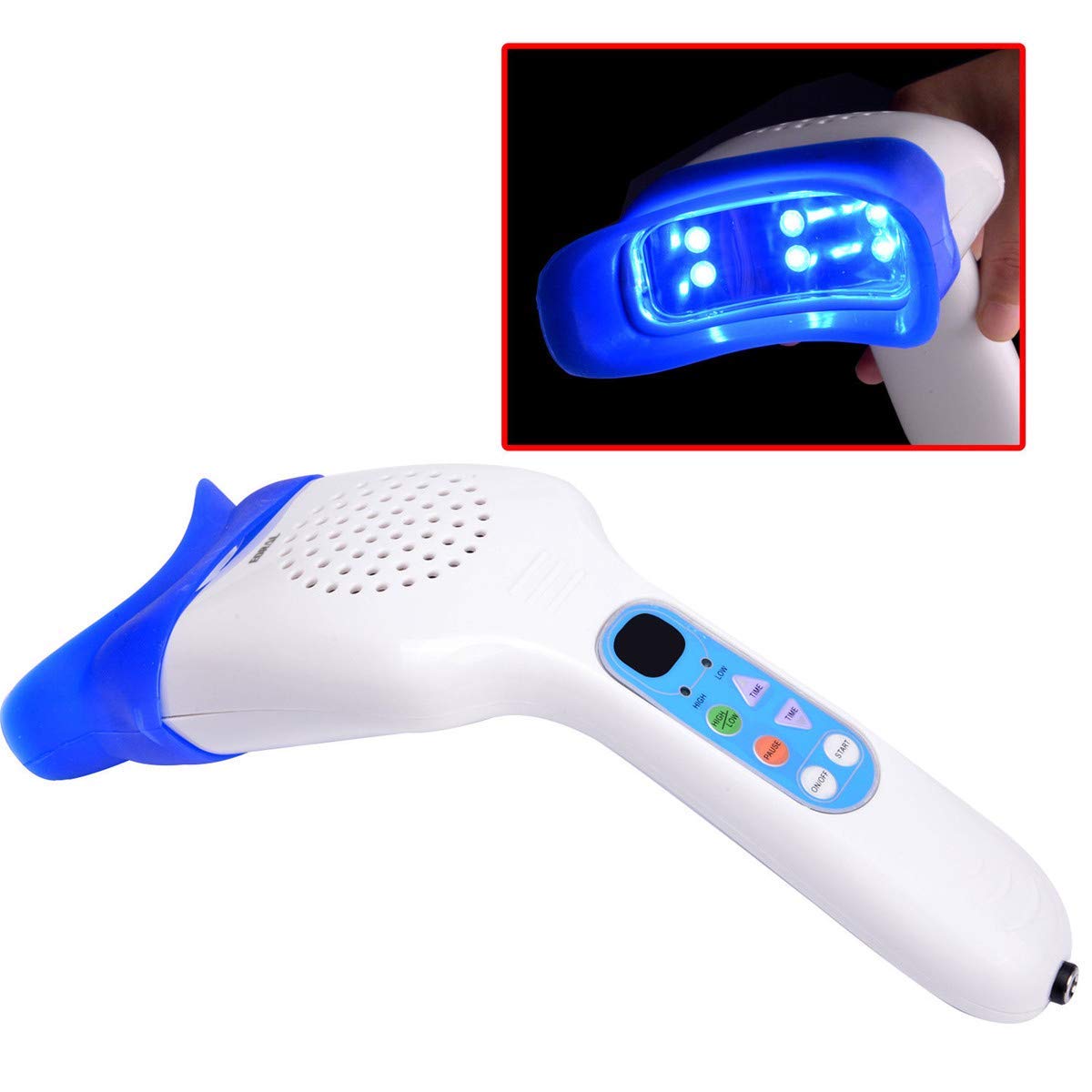 Professional Handheld LED Teeth Whitening Kit with 6000mw/cm² Blue Light Accelerator - Safe & Effective Teeth Bleaching Lamp for At-Home Whitening & Dental Care