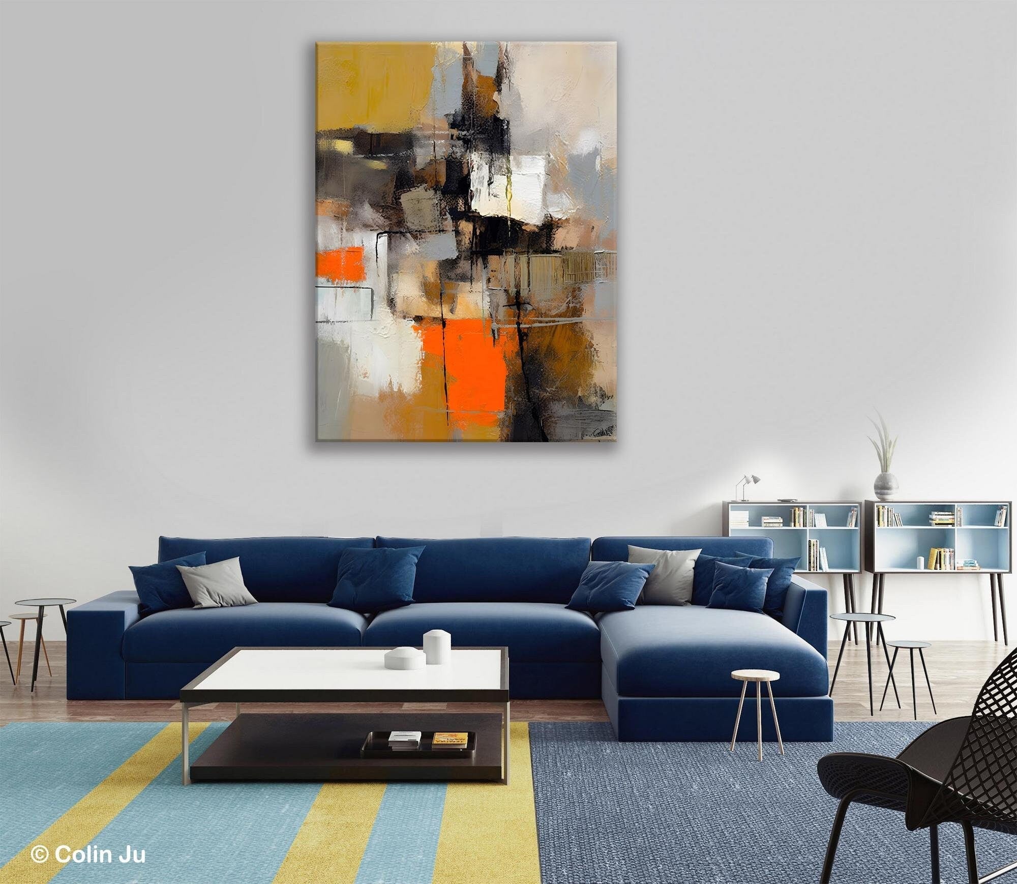 Extra Large Acrylic Abstract Painting on Canvas - Modern Contemporary Wall Art for Dining Room Decor | Original Handmade Artwork for Living Room, Bedroom & Office