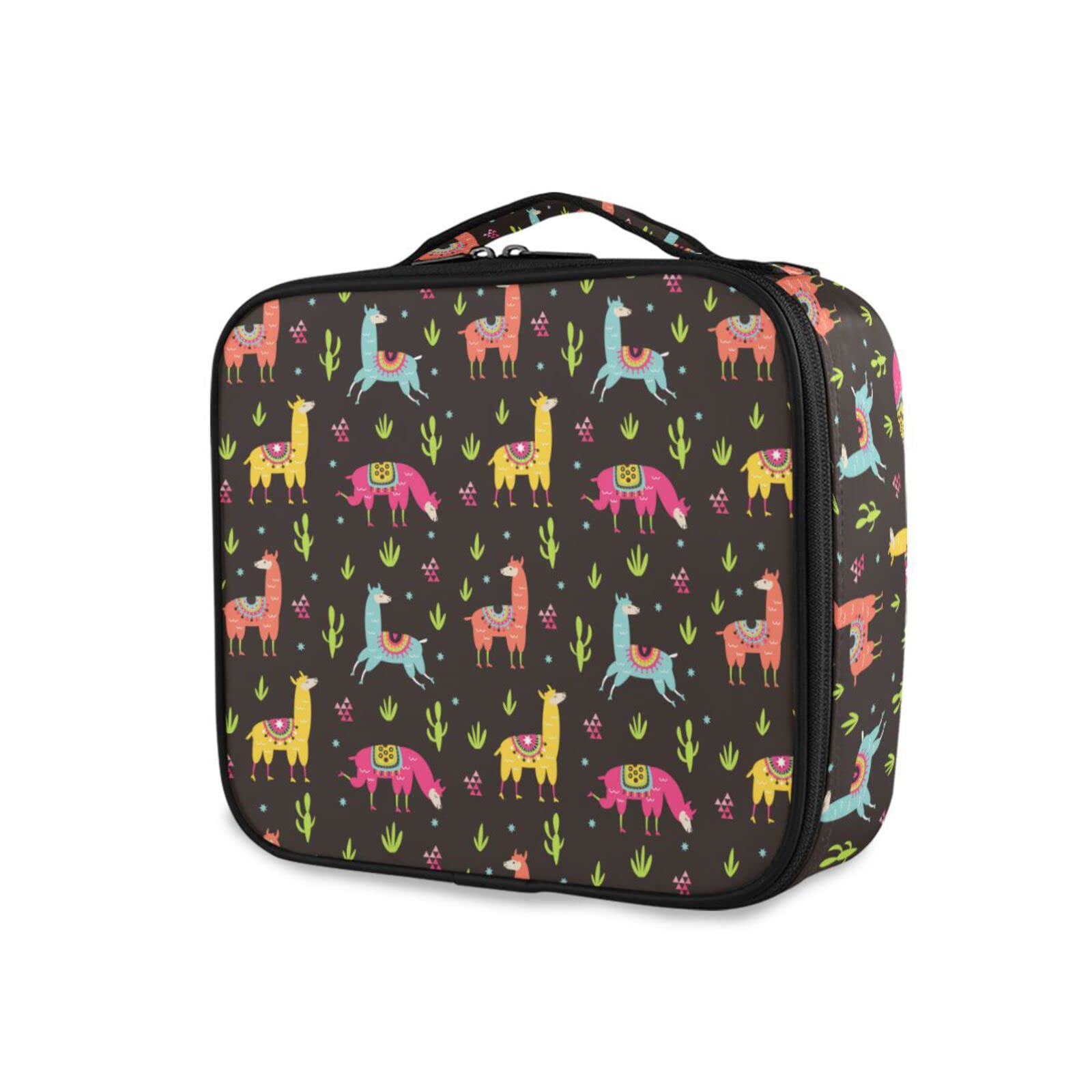 Cute Pattern Travel Makeup Bag with Adjustable Dividers - Portable Cosmetic Organizer & Jewelry Storage Case for Women | Perfect for Vacation, Gym & Daily Use